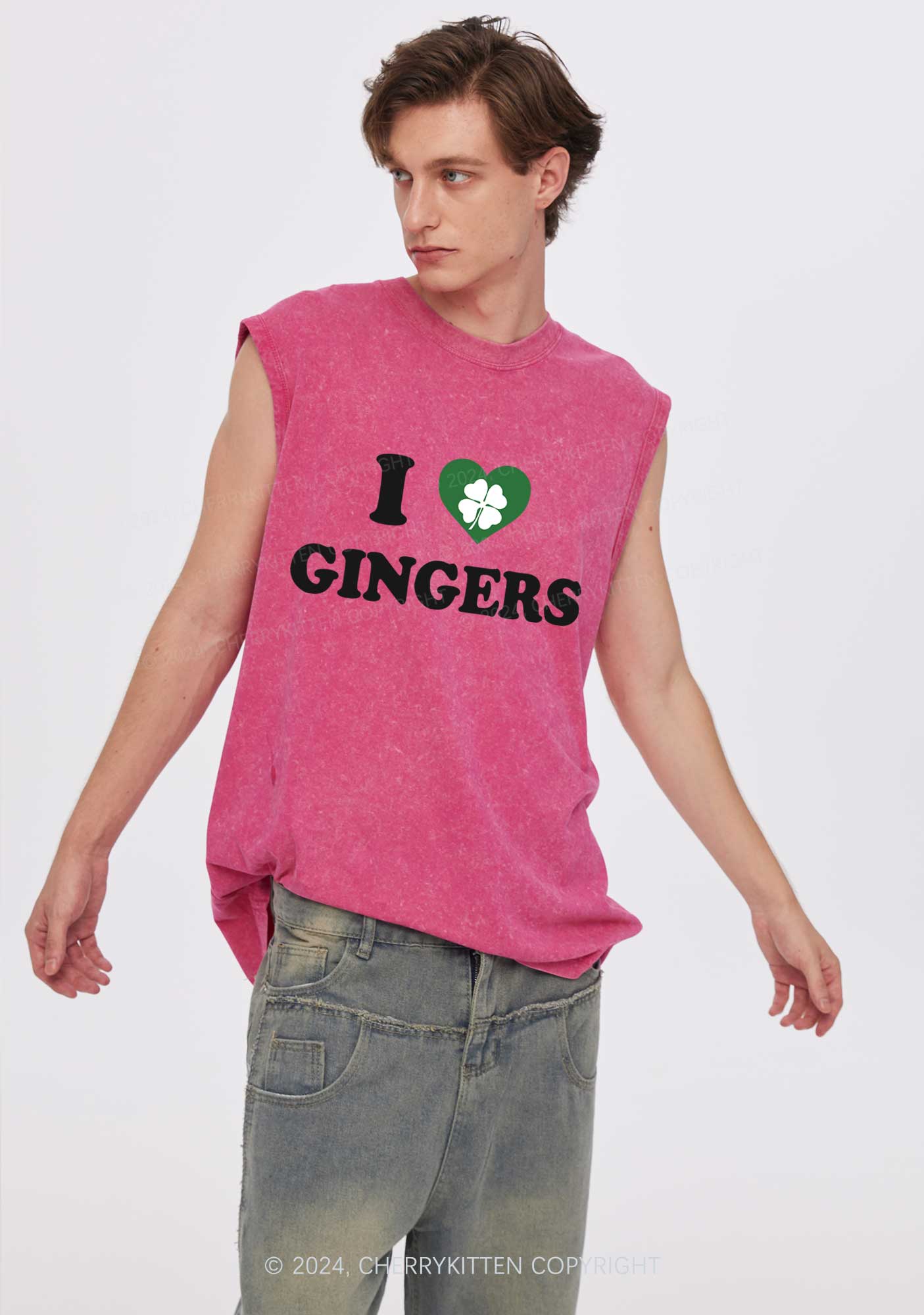 I Love Gingers St Patricks Y2K Washed Tank Cherrykitten - Image 2