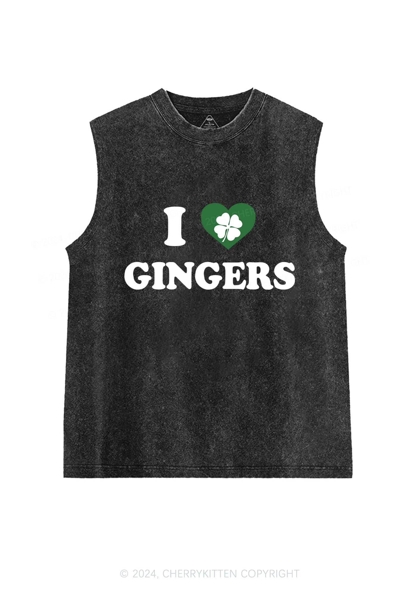 I Love Gingers St Patricks Y2K Washed Tank Cherrykitten - Image 3