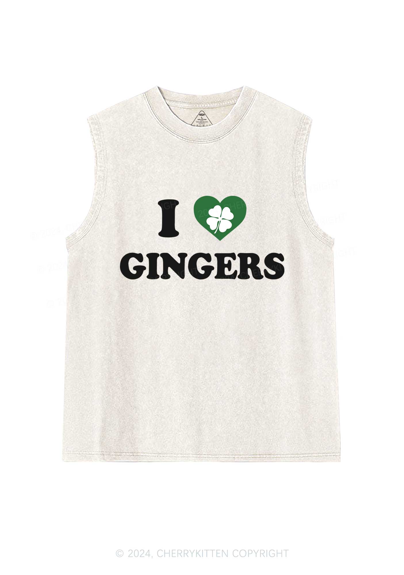 I Love Gingers St Patricks Y2K Washed Tank Cherrykitten - Image 4