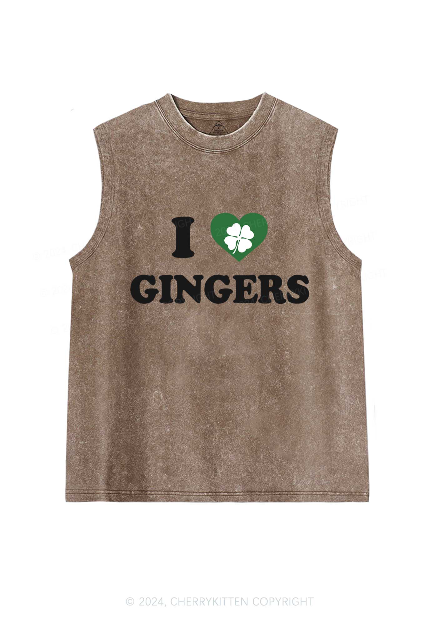 I Love Gingers St Patricks Y2K Washed Tank Cherrykitten - Image 6