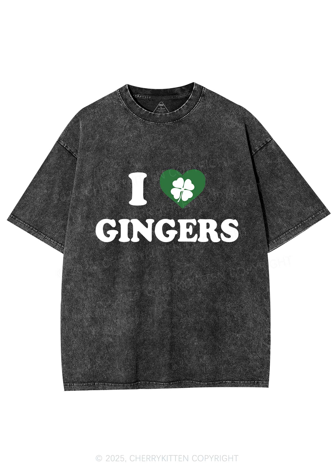 I Love Gingers St Patricks Y2K Washed Tee Cherrykitten - Image 4