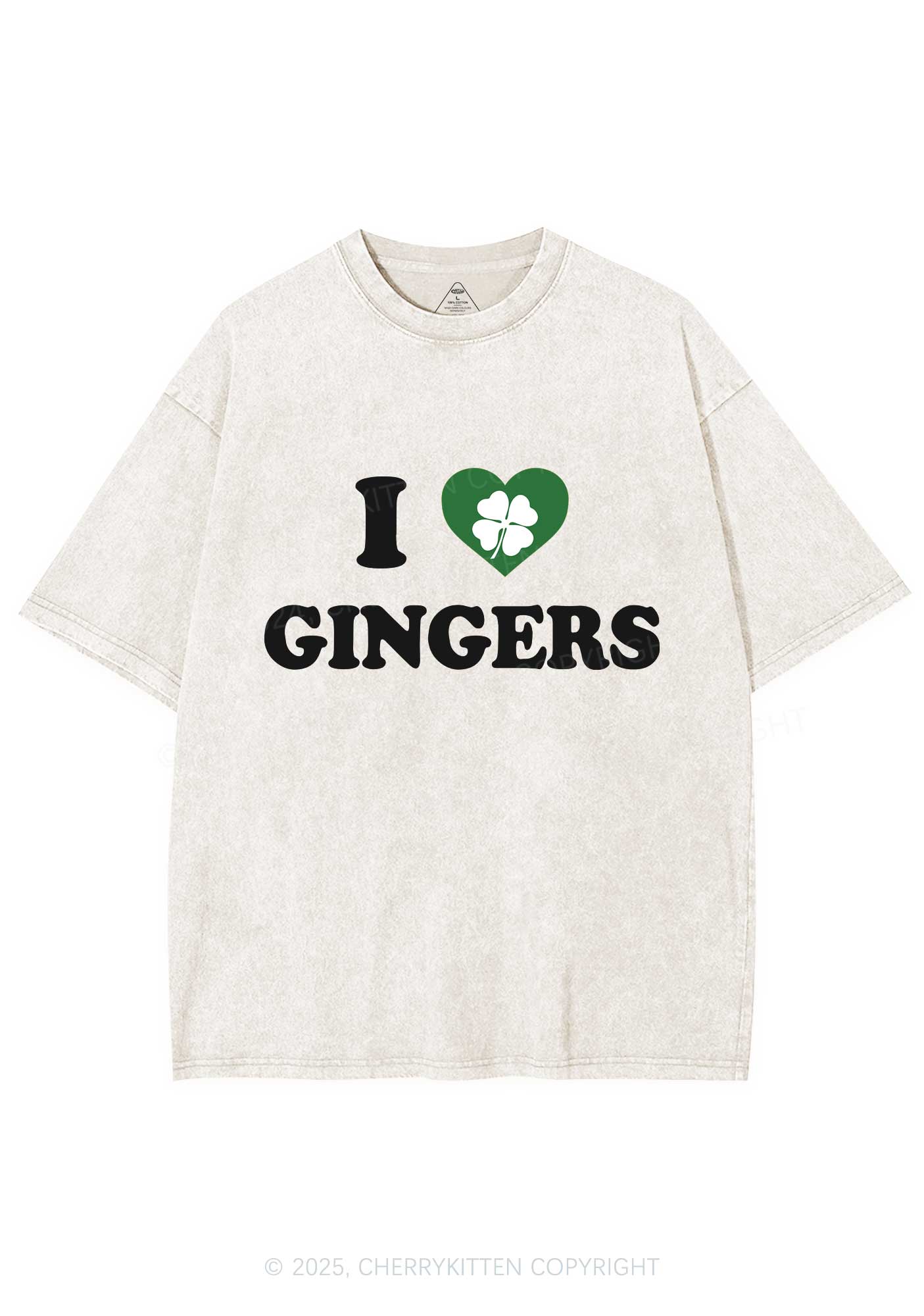 I Love Gingers St Patricks Y2K Washed Tee Cherrykitten - Image 6