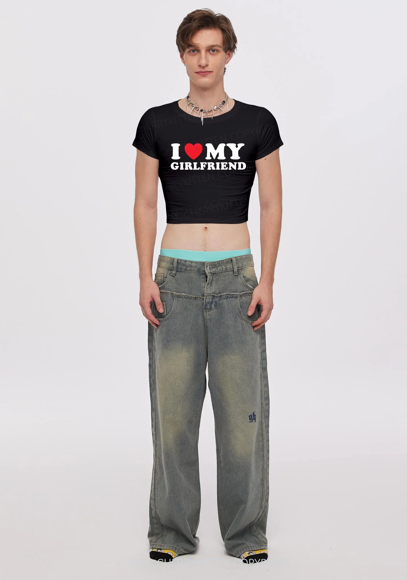 I Love Girlfriend Y2K Valentine's Day Baby Tee Cherrykitten - Image 2