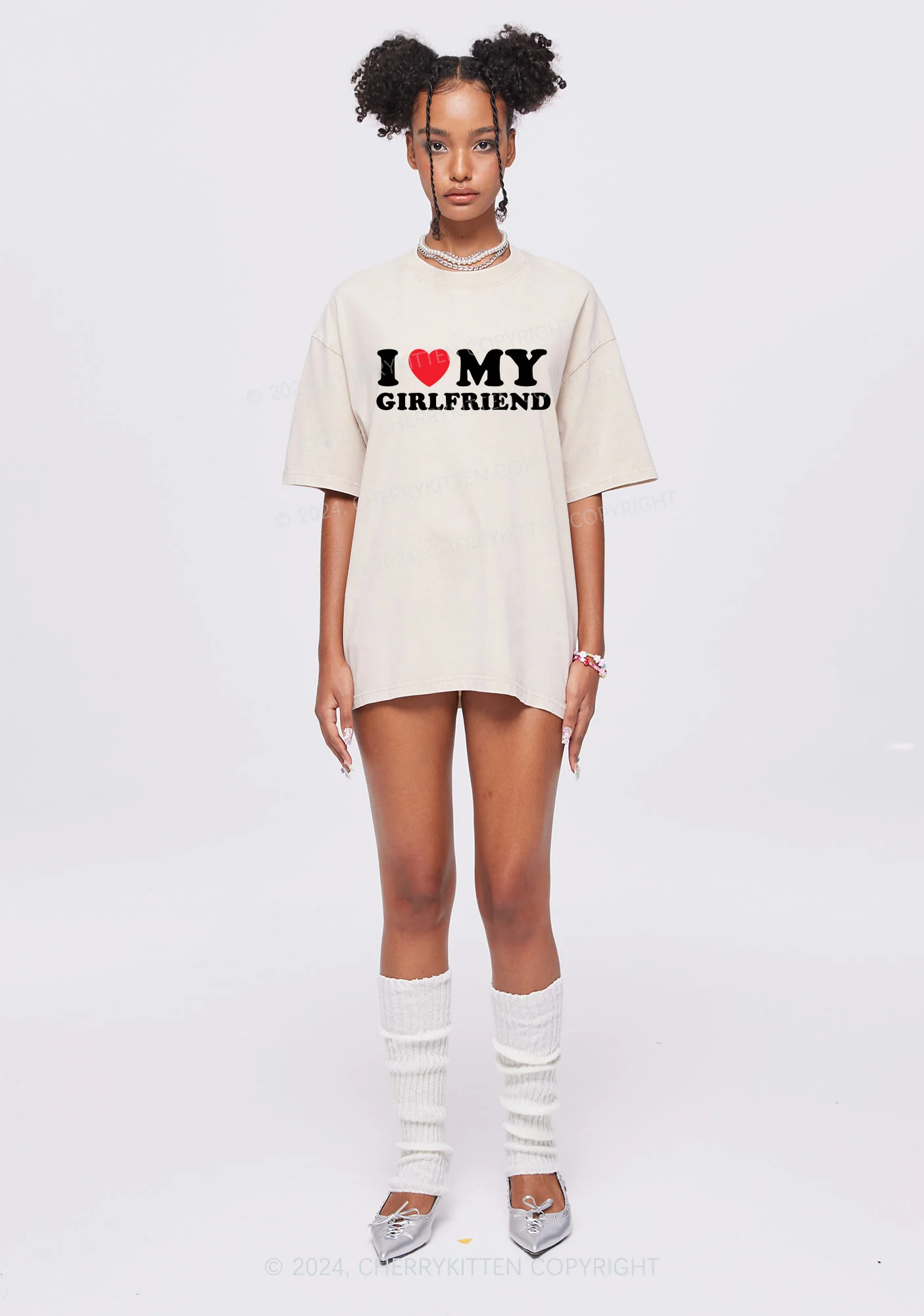 I Love Girlfriend Y2K Valentine's Day Washed Tee Cherrykitten - Image 2