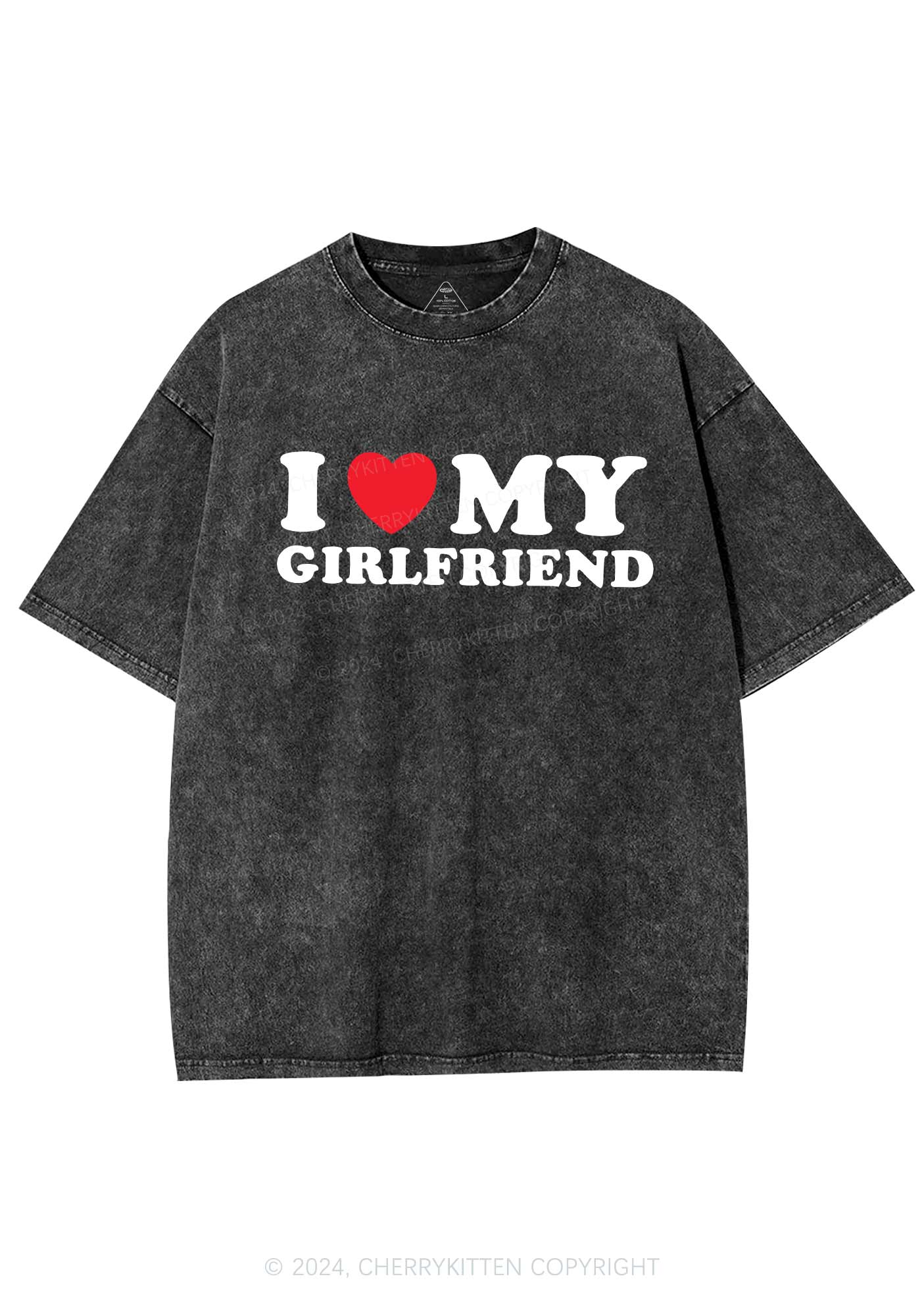 I Love Girlfriend Y2K Valentine's Day Washed Tee Cherrykitten - Image 3