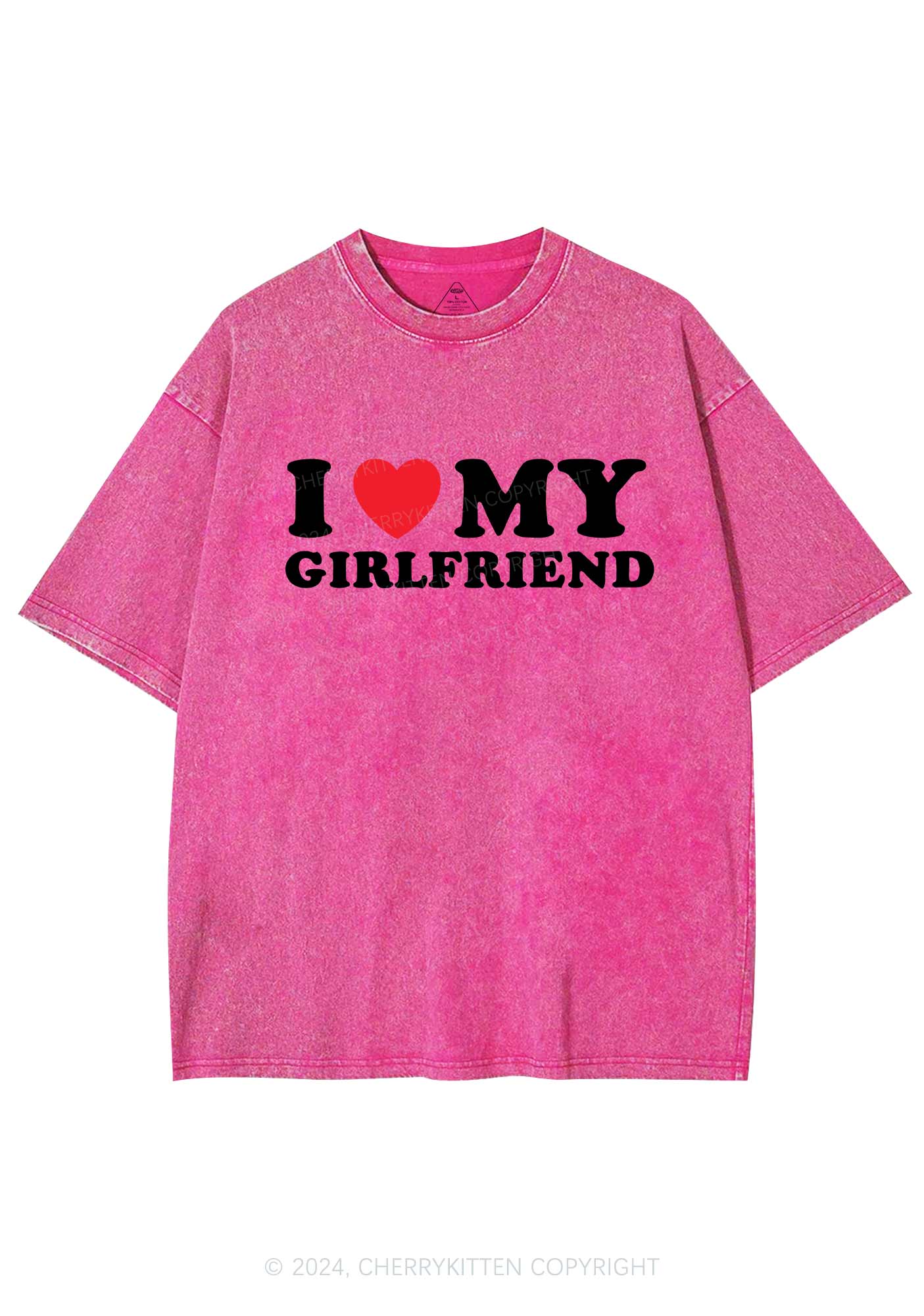 I Love Girlfriend Y2K Valentine's Day Washed Tee Cherrykitten - Image 4