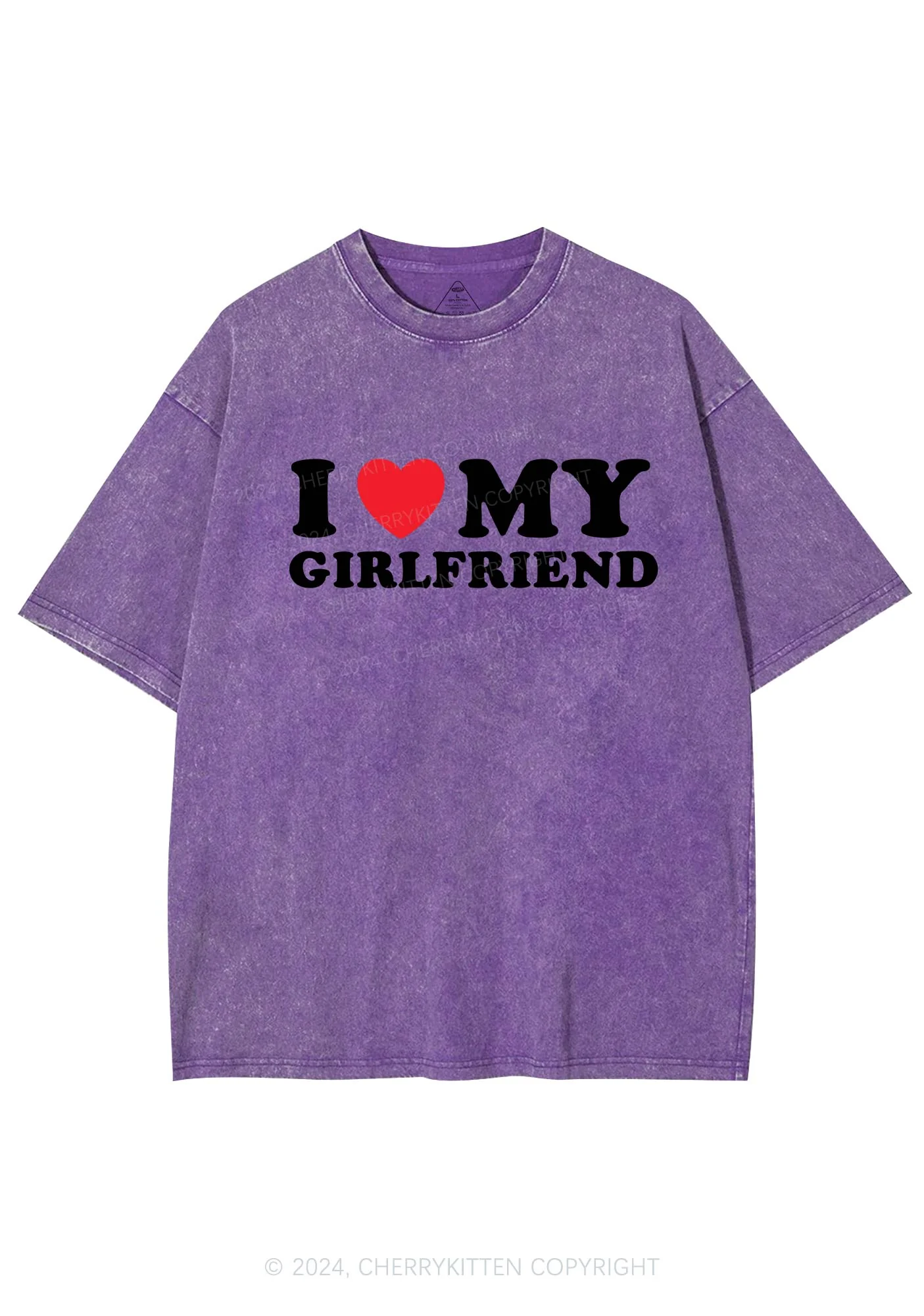 I Love Girlfriend Y2K Valentine's Day Washed Tee Cherrykitten - Image 5