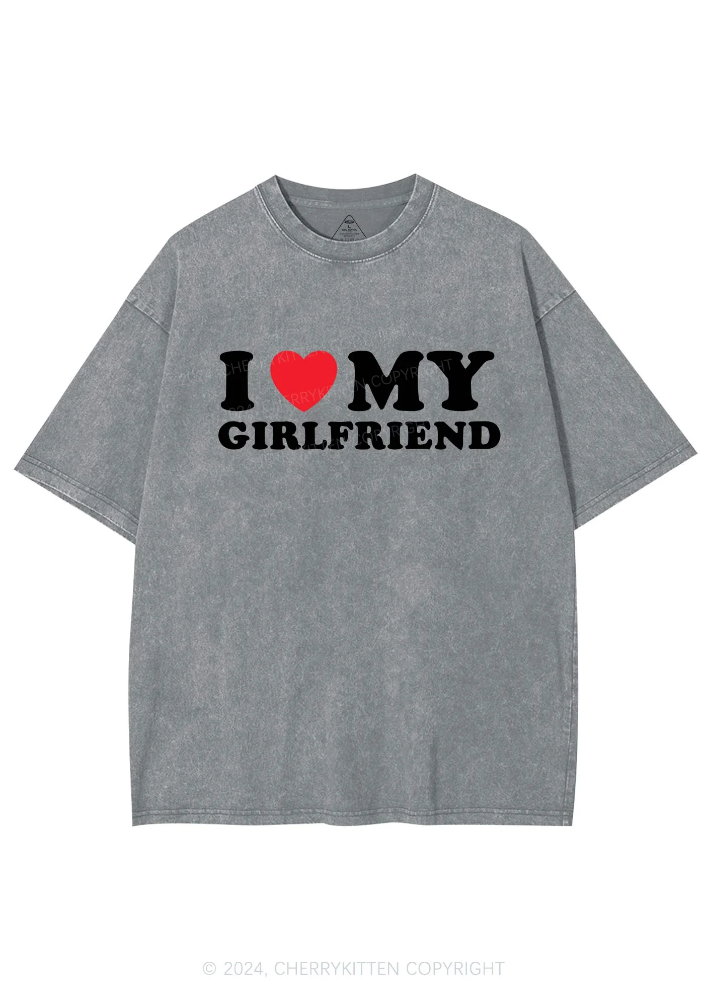 I Love Girlfriend Y2K Valentine's Day Washed Tee Cherrykitten - Image 6