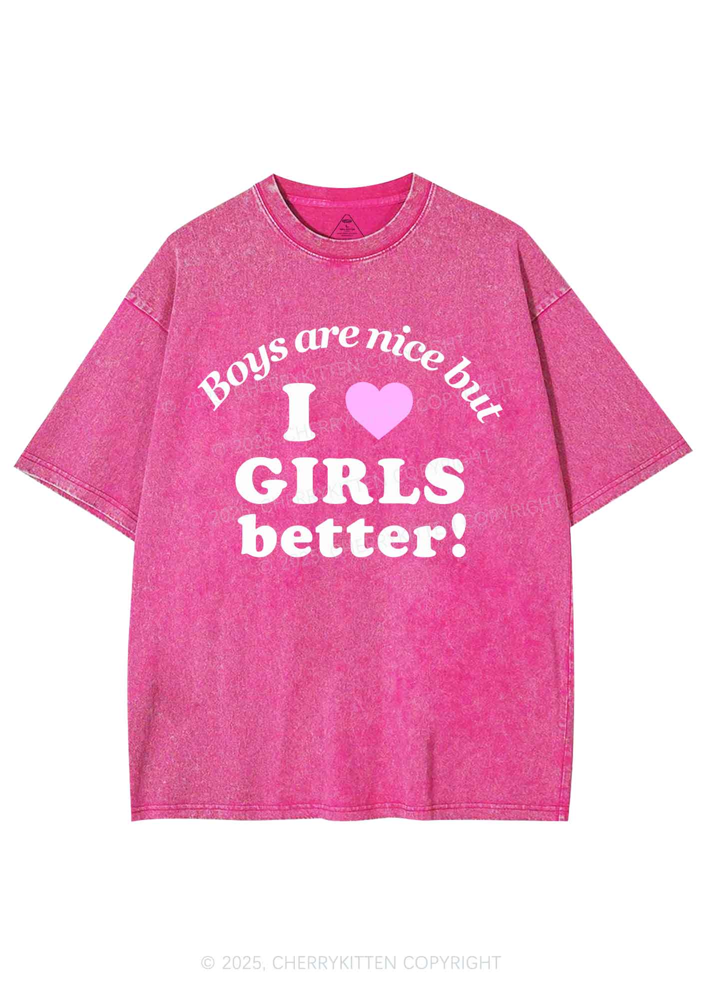 I Love Girls Better Pride Y2K Shirts Washed Tee Cherrykitten - Image 3