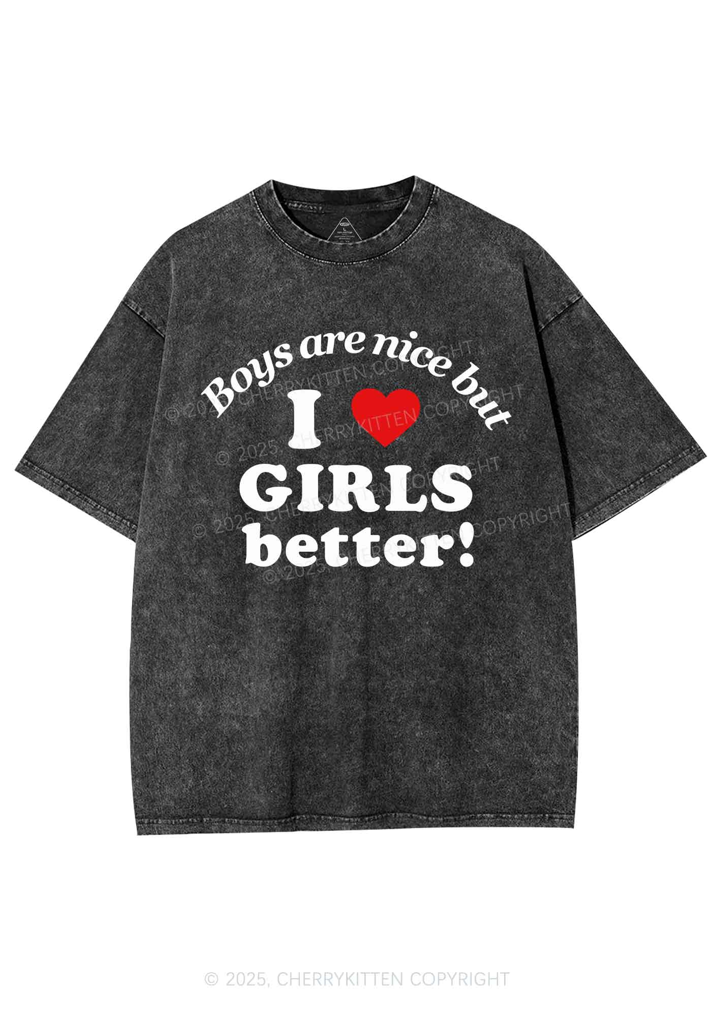 I Love Girls Better Pride Y2K Shirts Washed Tee Cherrykitten - Image 4