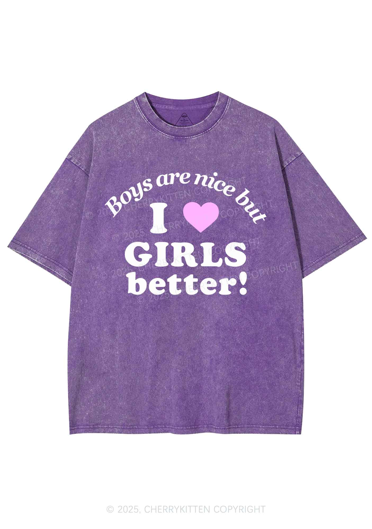 I Love Girls Better Pride Y2K Shirts Washed Tee Cherrykitten - Image 5