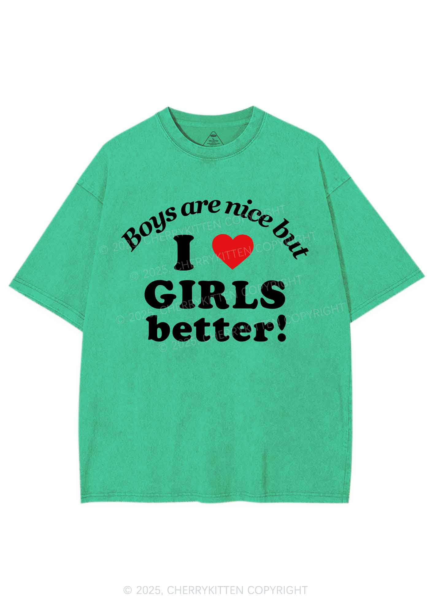 I Love Girls Better Pride Y2K Shirts Washed Tee Cherrykitten - Image 6