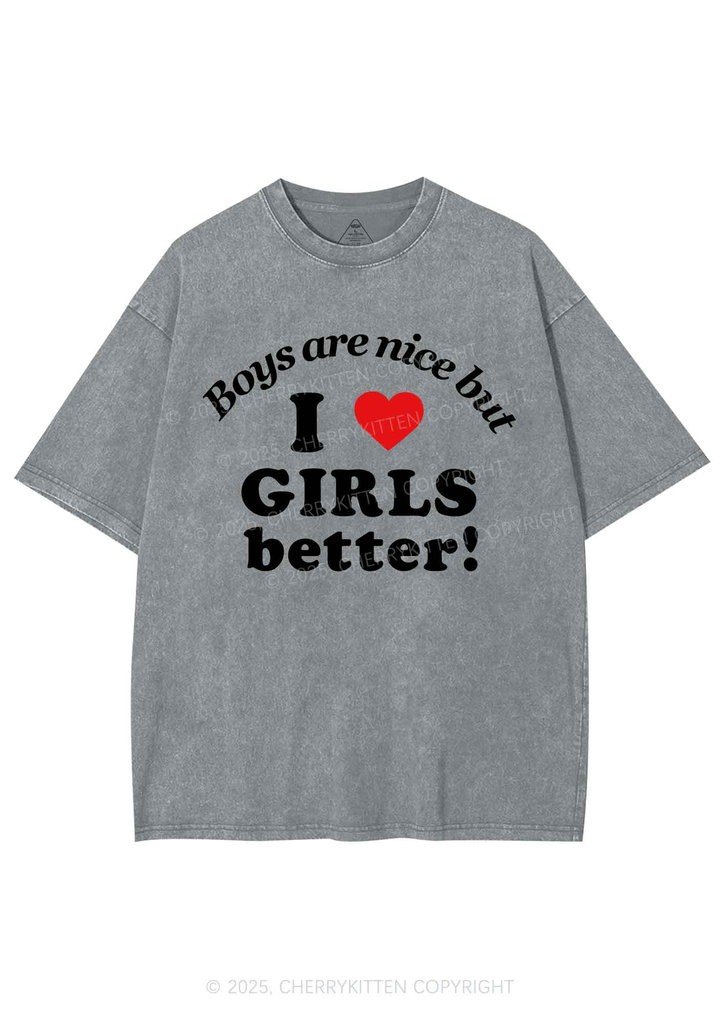 I Love Girls Better Pride Y2K Shirts Washed Tee Cherrykitten - Image 7