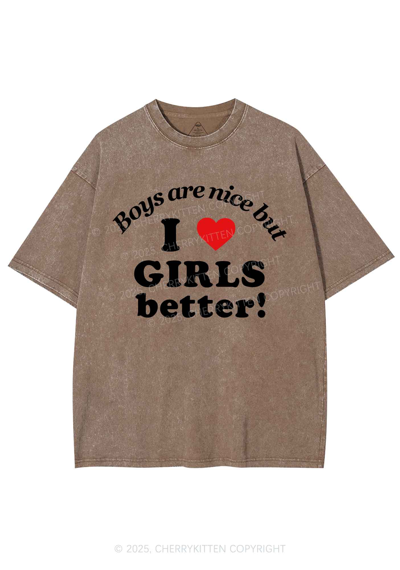 I Love Girls Better Pride Y2K Shirts Washed Tee Cherrykitten - Image 8