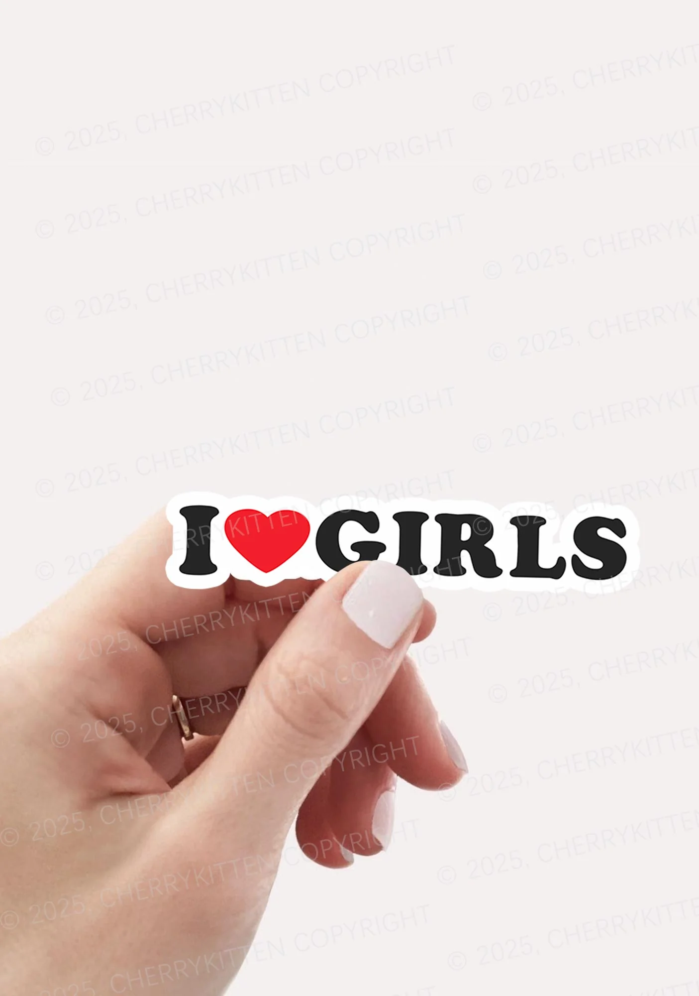 I Love Girls Pride 1Pc Y2K Sticker Cherrykitten - Image 2