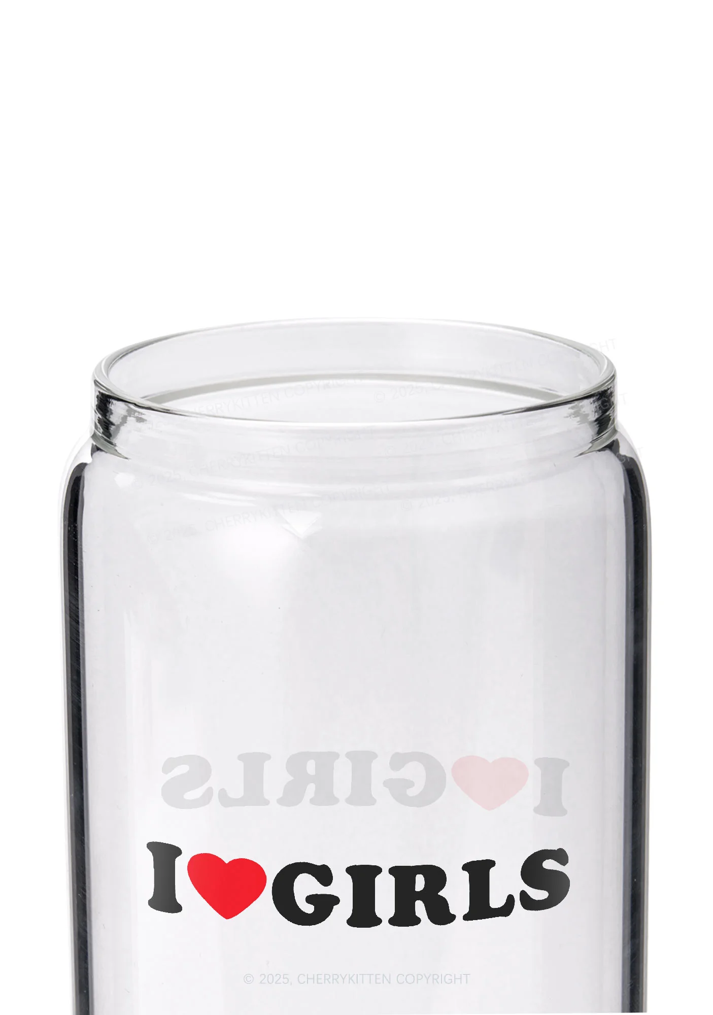 I Love Girls Pride Y2K Printed Glass Cup Cherrykitten - Image 2