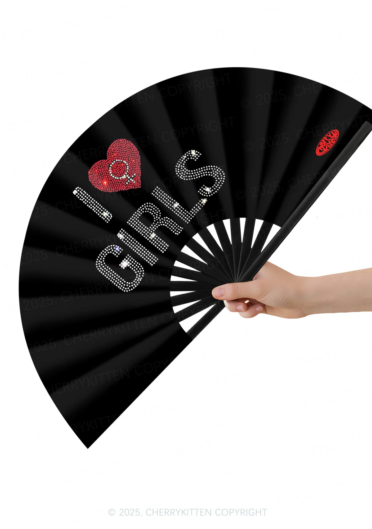 I Love Girls Pride Y2K Rave Hand Fan Cherrykitten - Image 2