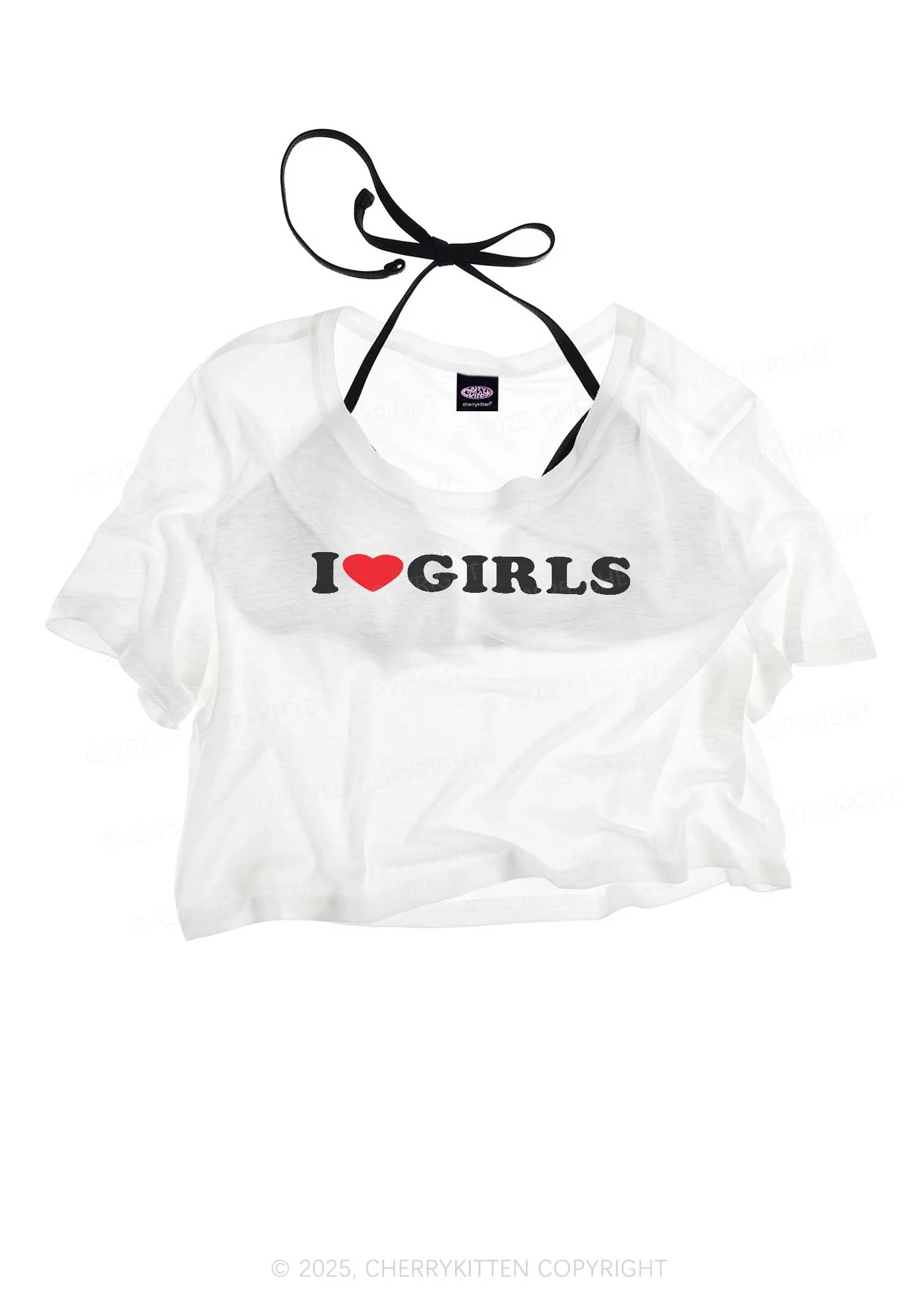 I Love Girls Pride Y2K Sheer Crop Tee Cherrykitten - Image 3
