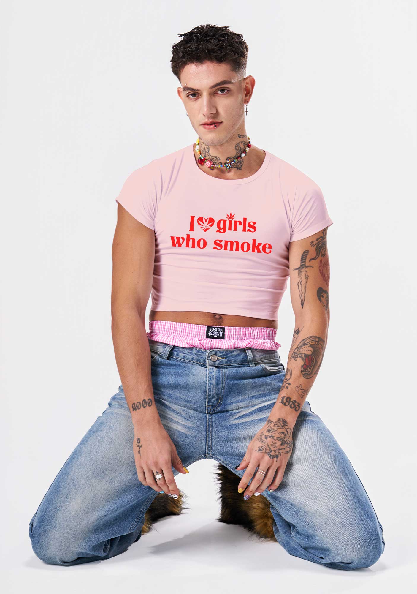 I Love Girls Who Smoke Y2K Baby Tee Cherrykitten - Image 2