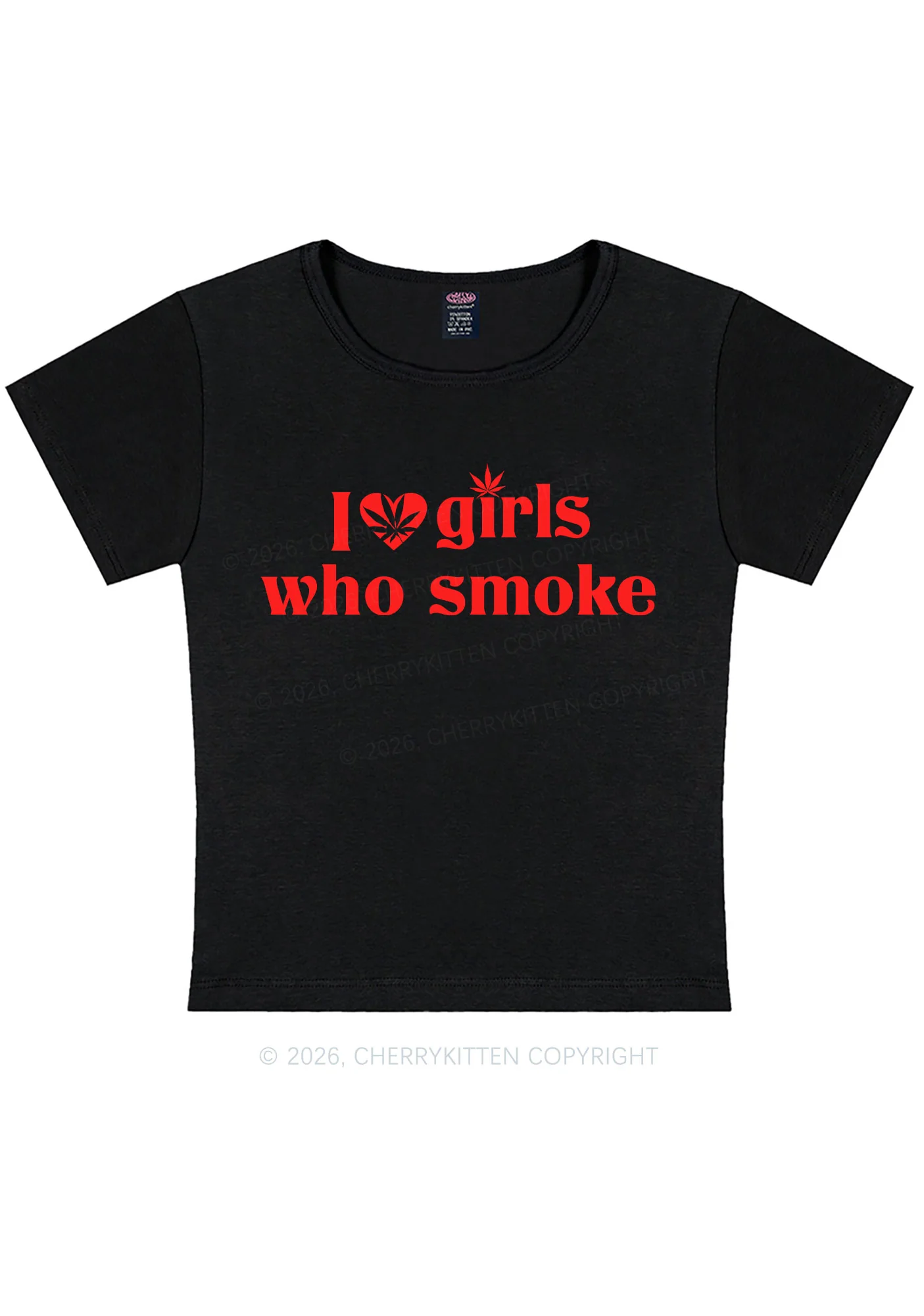 I Love Girls Who Smoke Y2K Baby Tee Cherrykitten - Image 3