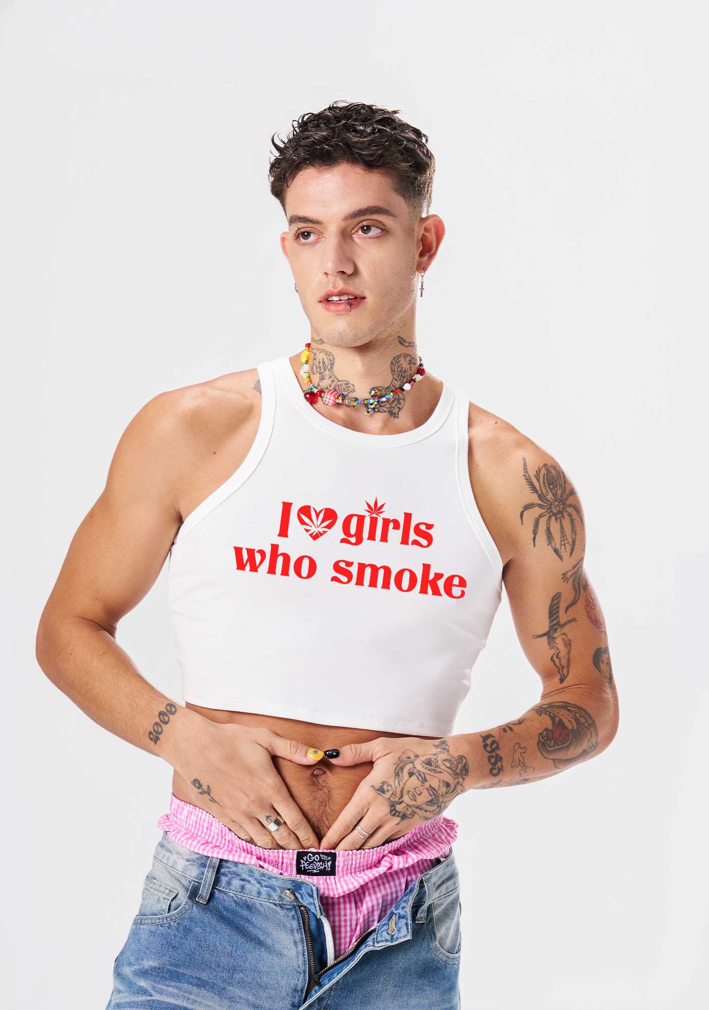 I Love Girls Who Smoke Y2K Crop Tank Top Cherrykitten - Image 2
