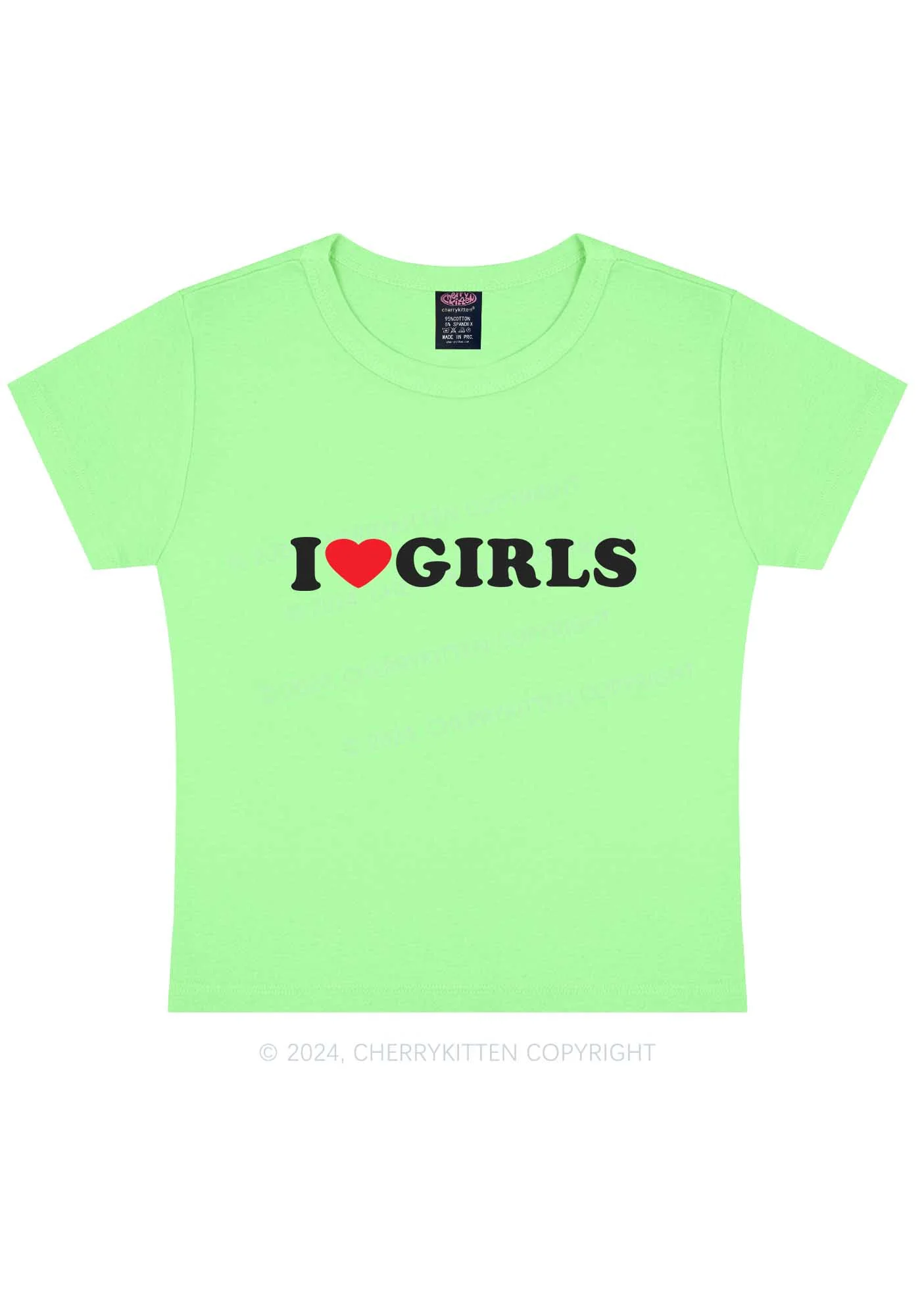 I Love Girls Y2K Baby Tee Cherrykitten - Image 2