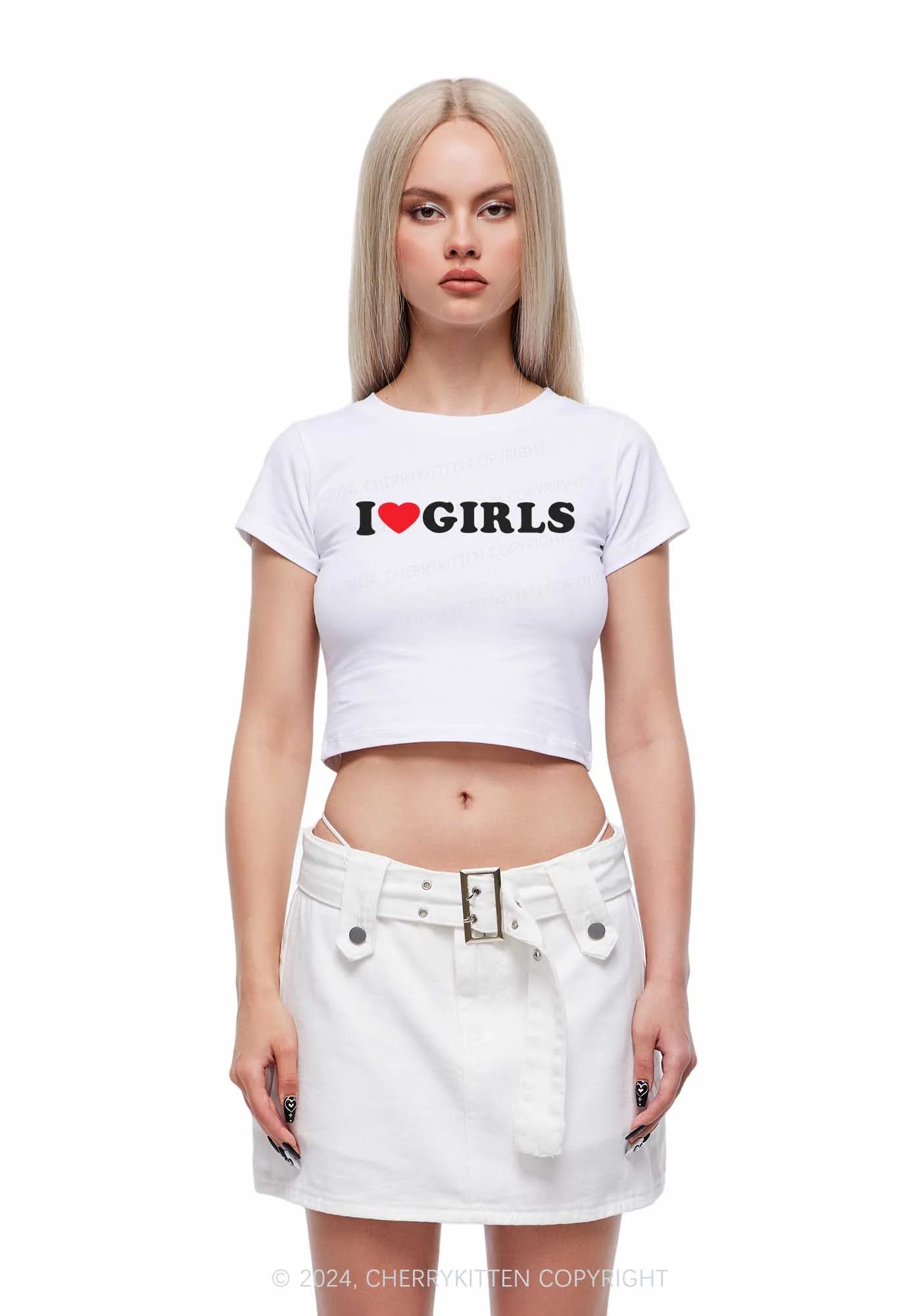 I Love Girls Y2K Baby Tee Cherrykitten - Image 3