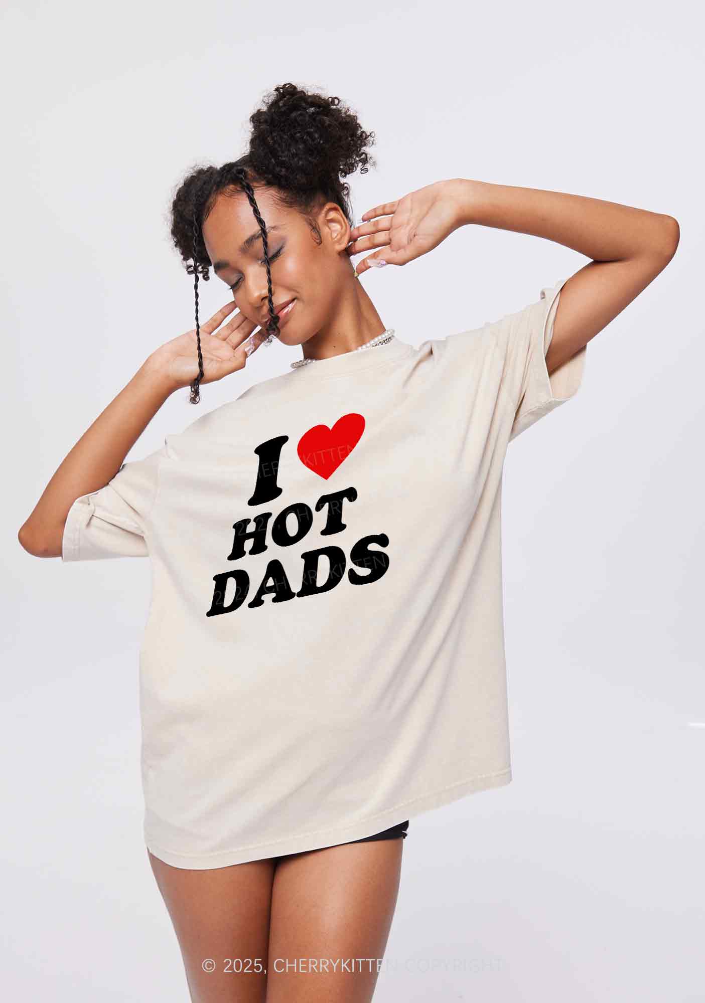 I Love Hot Dads Y2K Washed Tee Cherrykitten - Image 2