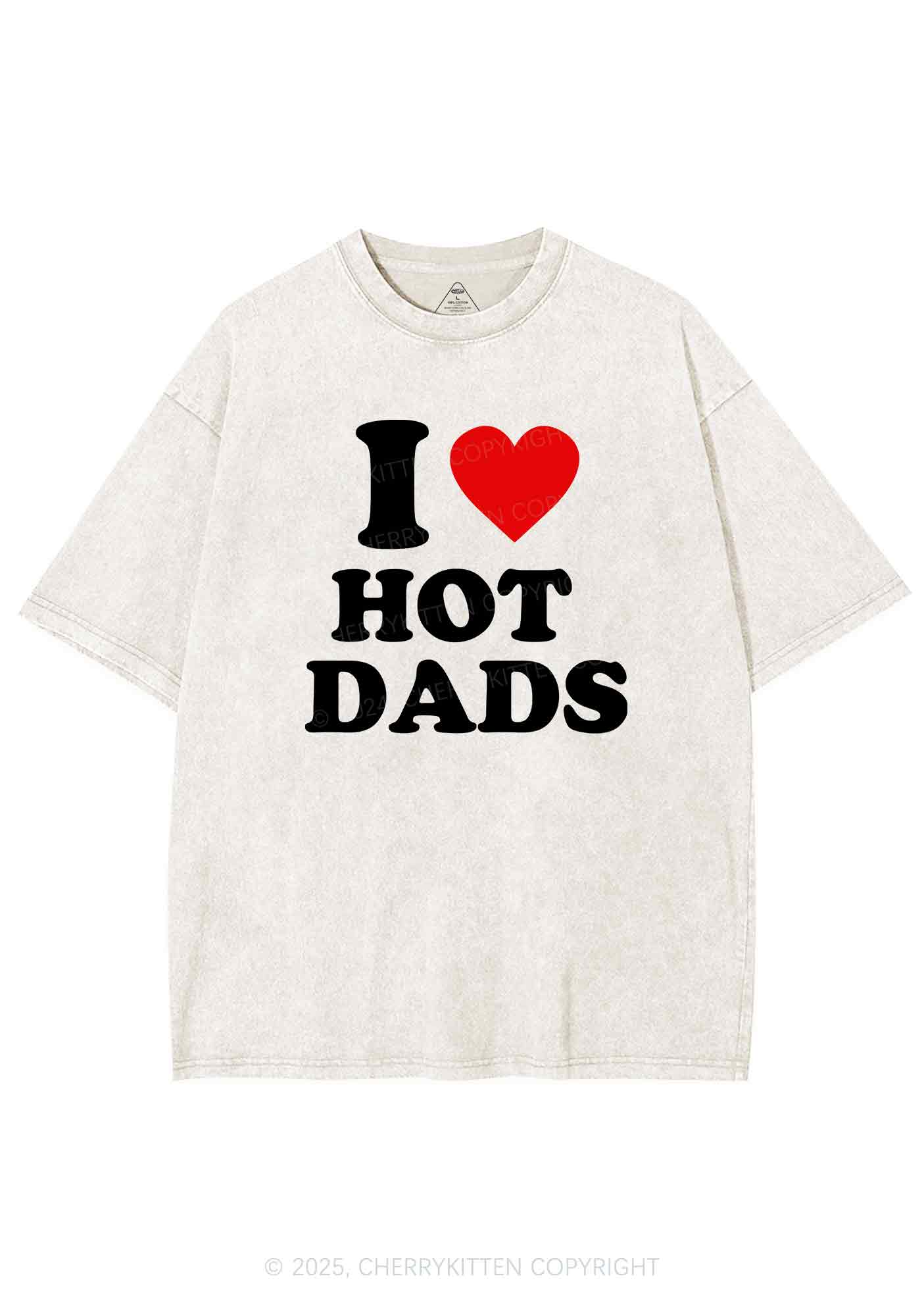 I Love Hot Dads Y2K Washed Tee Cherrykitten - Image 3