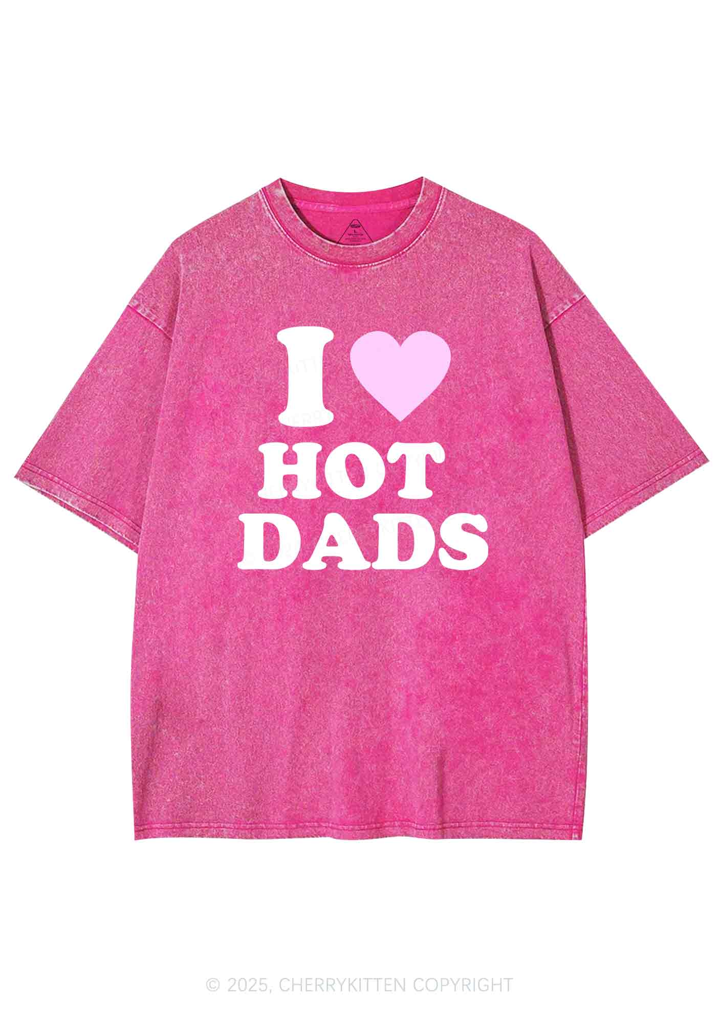 I Love Hot Dads Y2K Washed Tee Cherrykitten - Image 4