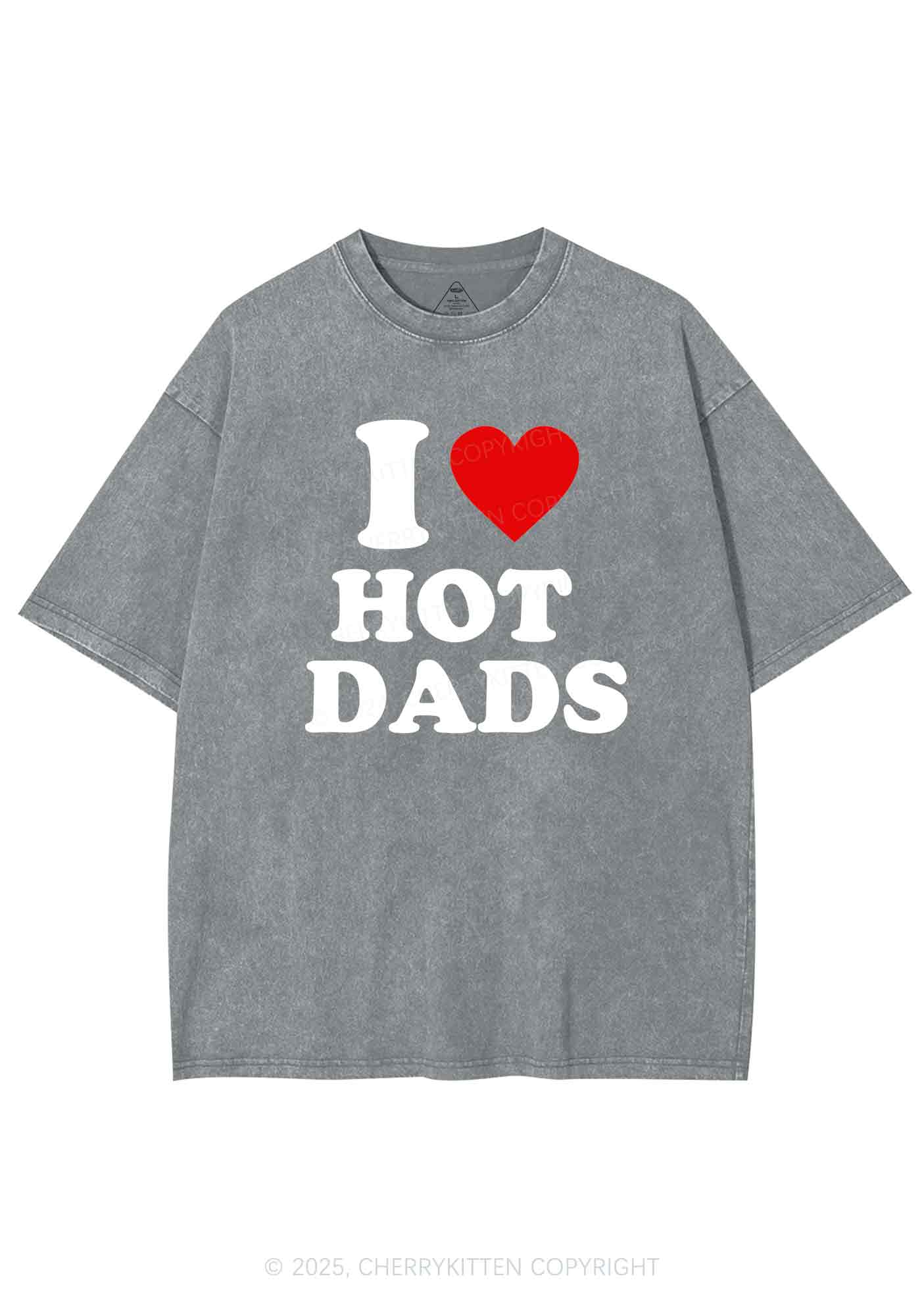 I Love Hot Dads Y2K Washed Tee Cherrykitten - Image 7