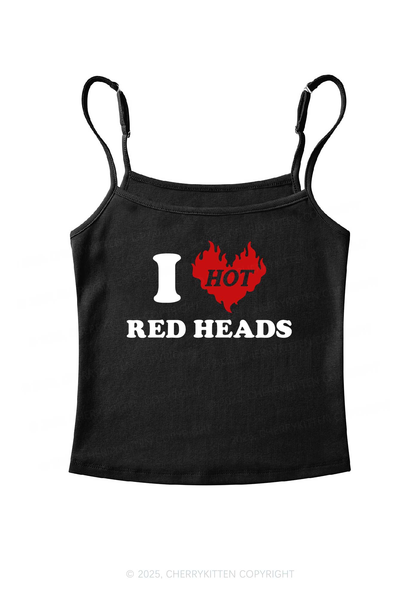 I Love Hot Red Heads Y2K Spaghetti Strap Cami Cherrykitten - Image 3