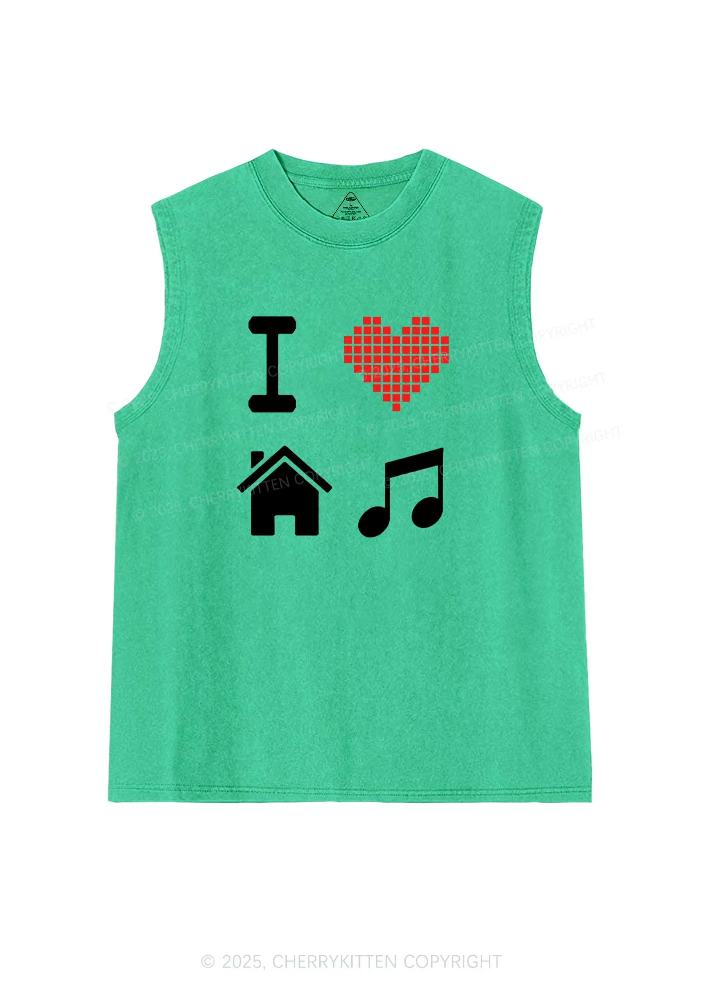 I Love House Music Y2K Washed Muscle Tank Cherrykitten - Image 7