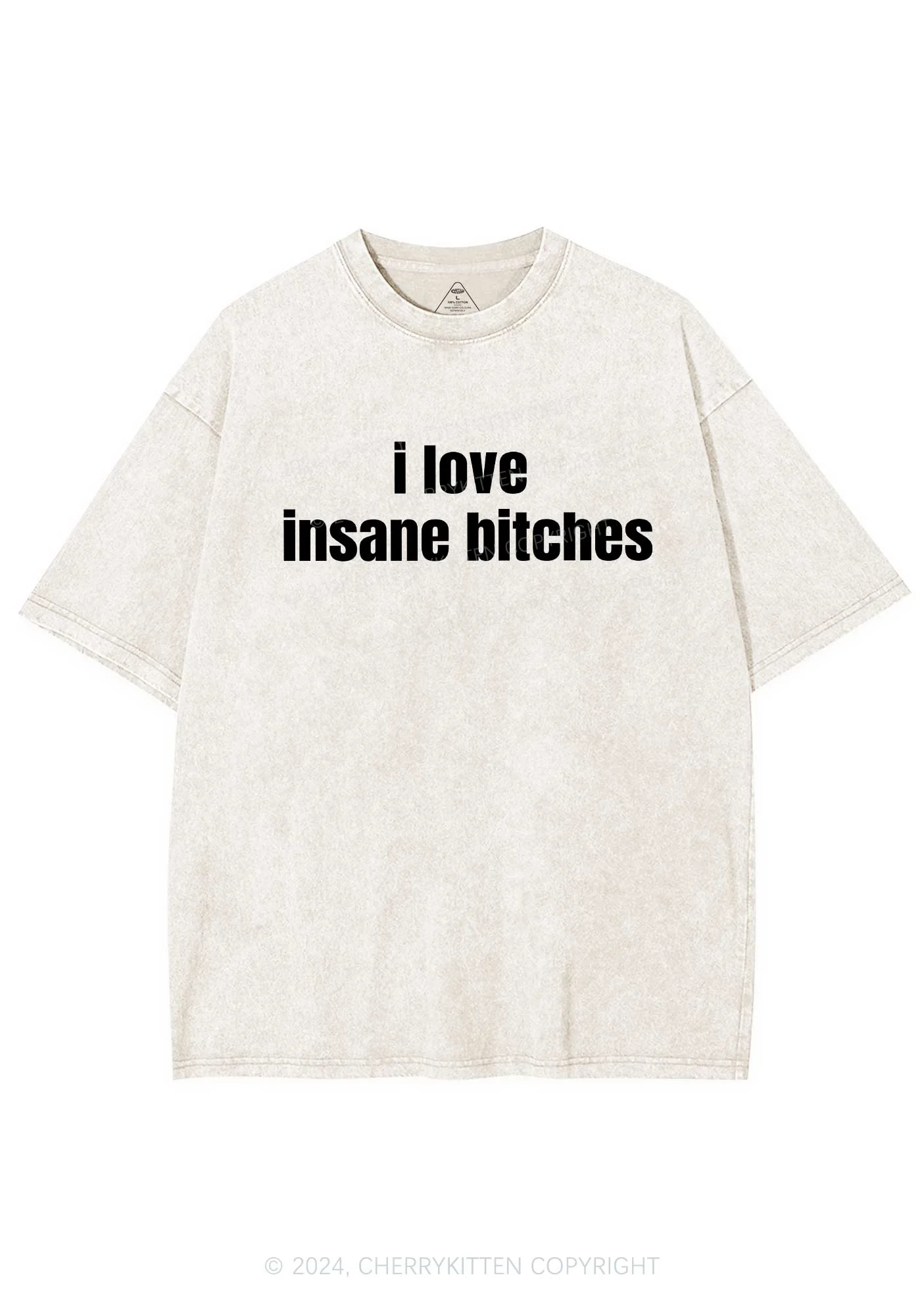 I Love Insane Bxxches Y2K Valentine's Day Washed Tee Cherrykitten - Image 5