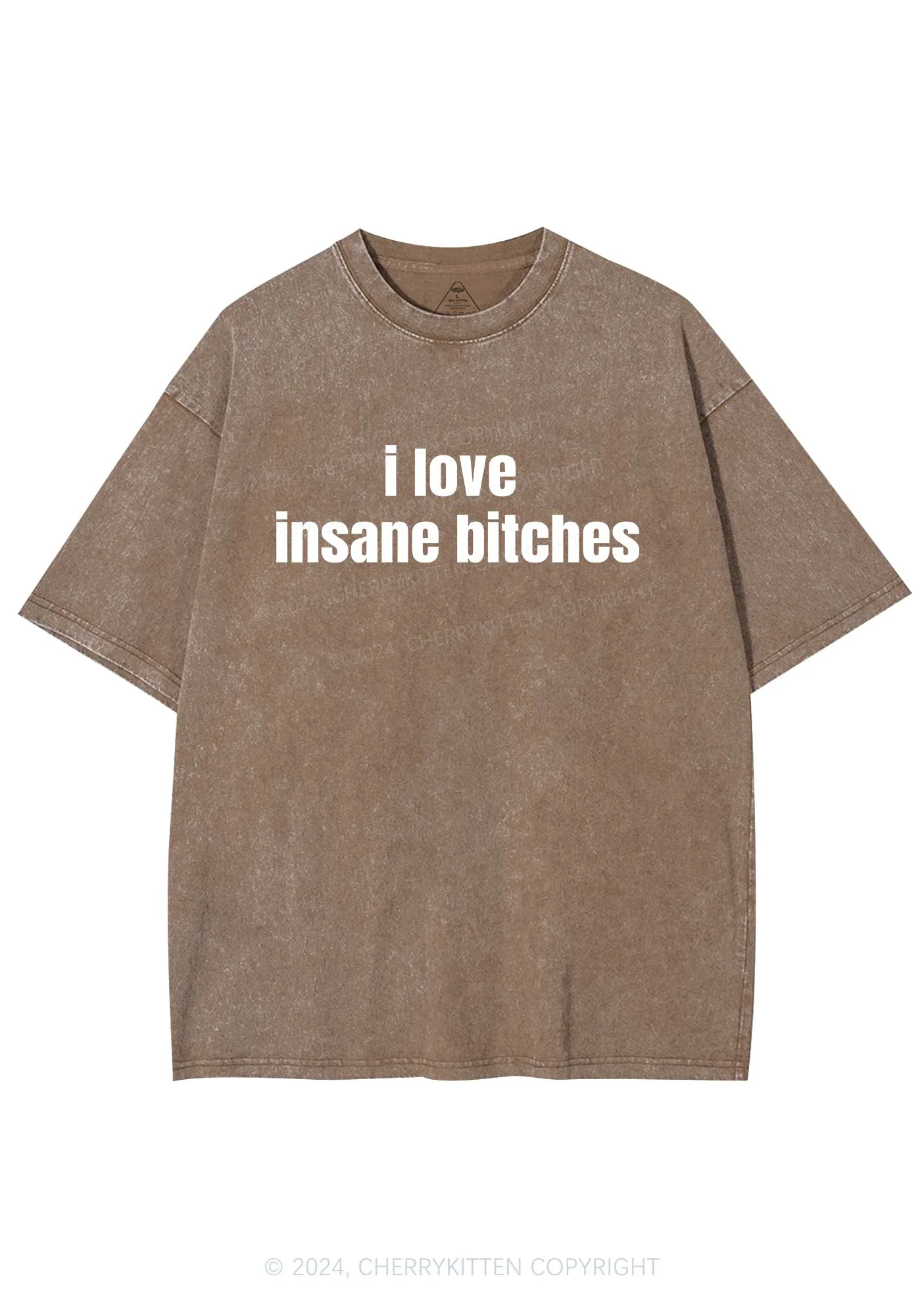 I Love Insane Bxxches Y2K Valentine's Day Washed Tee Cherrykitten - Image 6