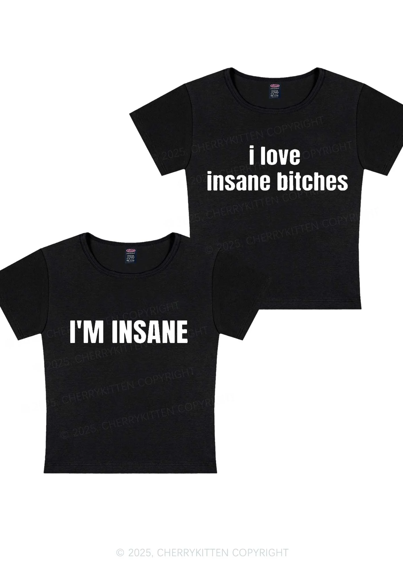 I Love Insane Y2K Valentine's Day Baby Tee Cherrykitten - Image 2