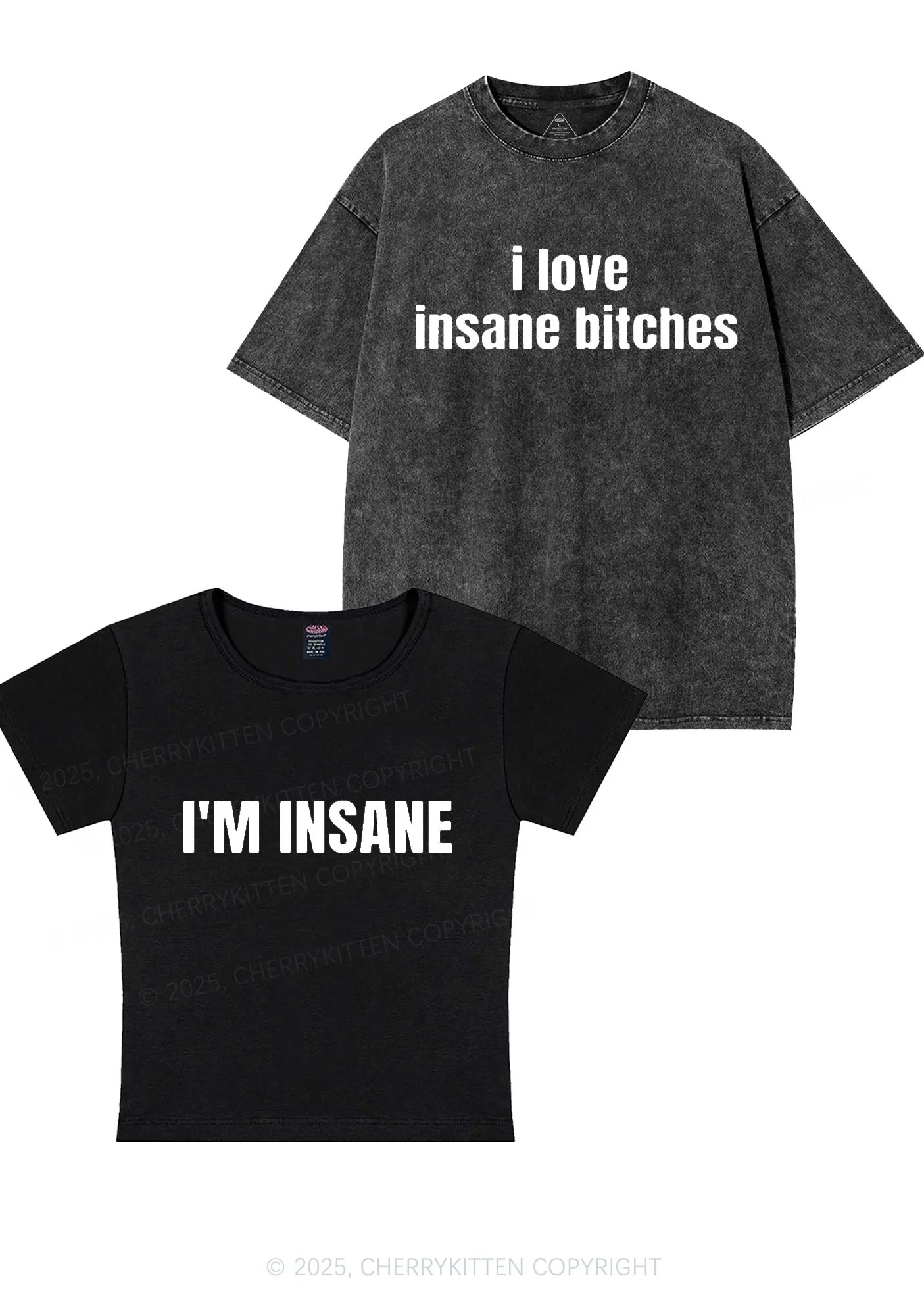 I Love Insane Y2K Valentine's Day Couple Shirt Cherrykitten - Image 2
