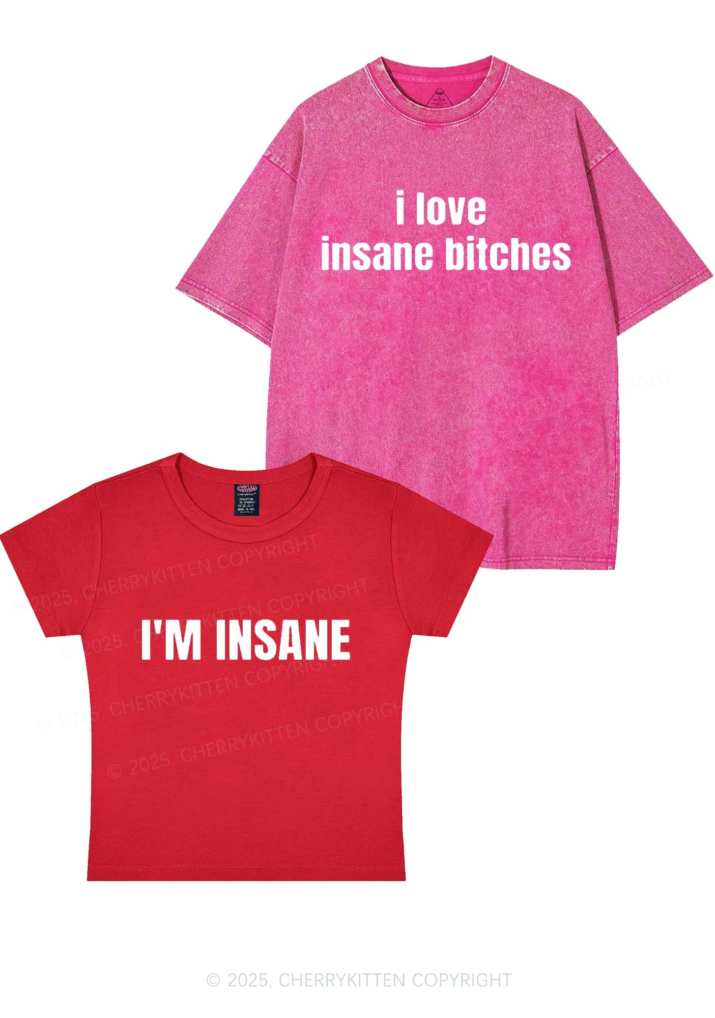 I Love Insane Y2K Valentine's Day Couple Shirt Cherrykitten - Image 4
