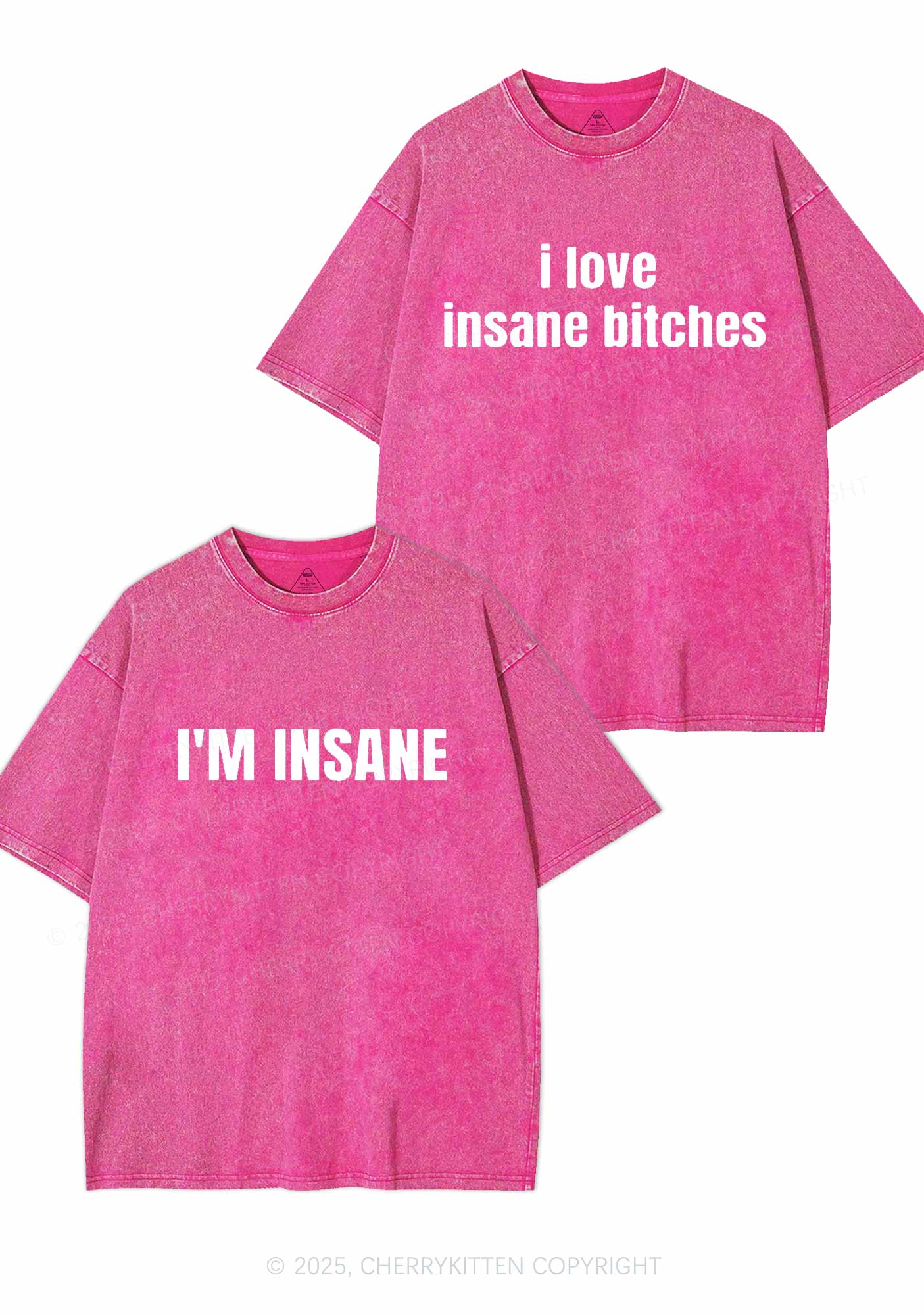 I Love Insane Y2K Valentine's Day Washed Tee Cherrykitten - Image 2