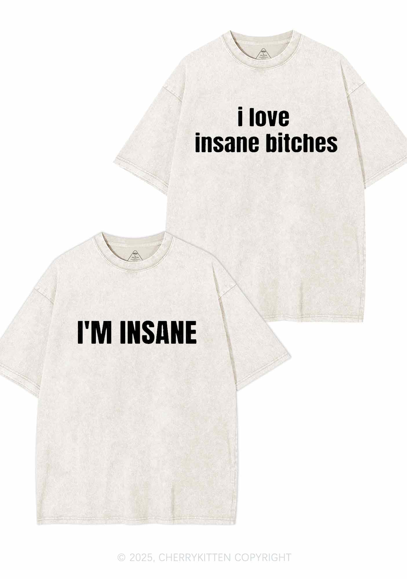 I Love Insane Y2K Valentine's Day Washed Tee Cherrykitten - Image 4