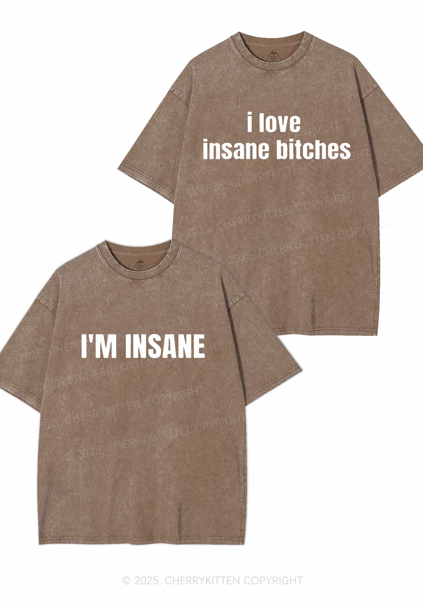 I Love Insane Y2K Valentine's Day Washed Tee Cherrykitten - Image 6