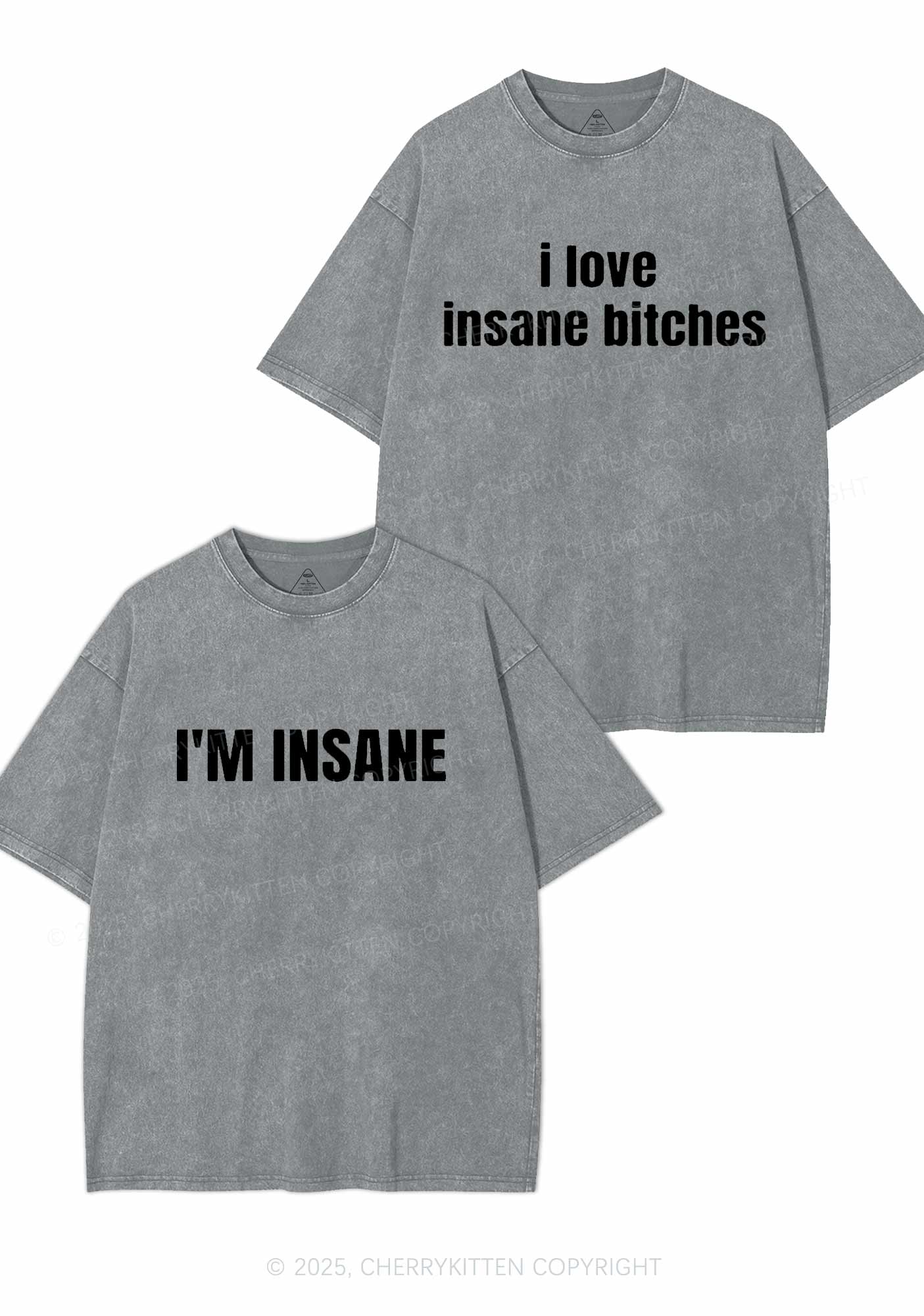 I Love Insane Y2K Valentine's Day Washed Tee Cherrykitten - Image 7
