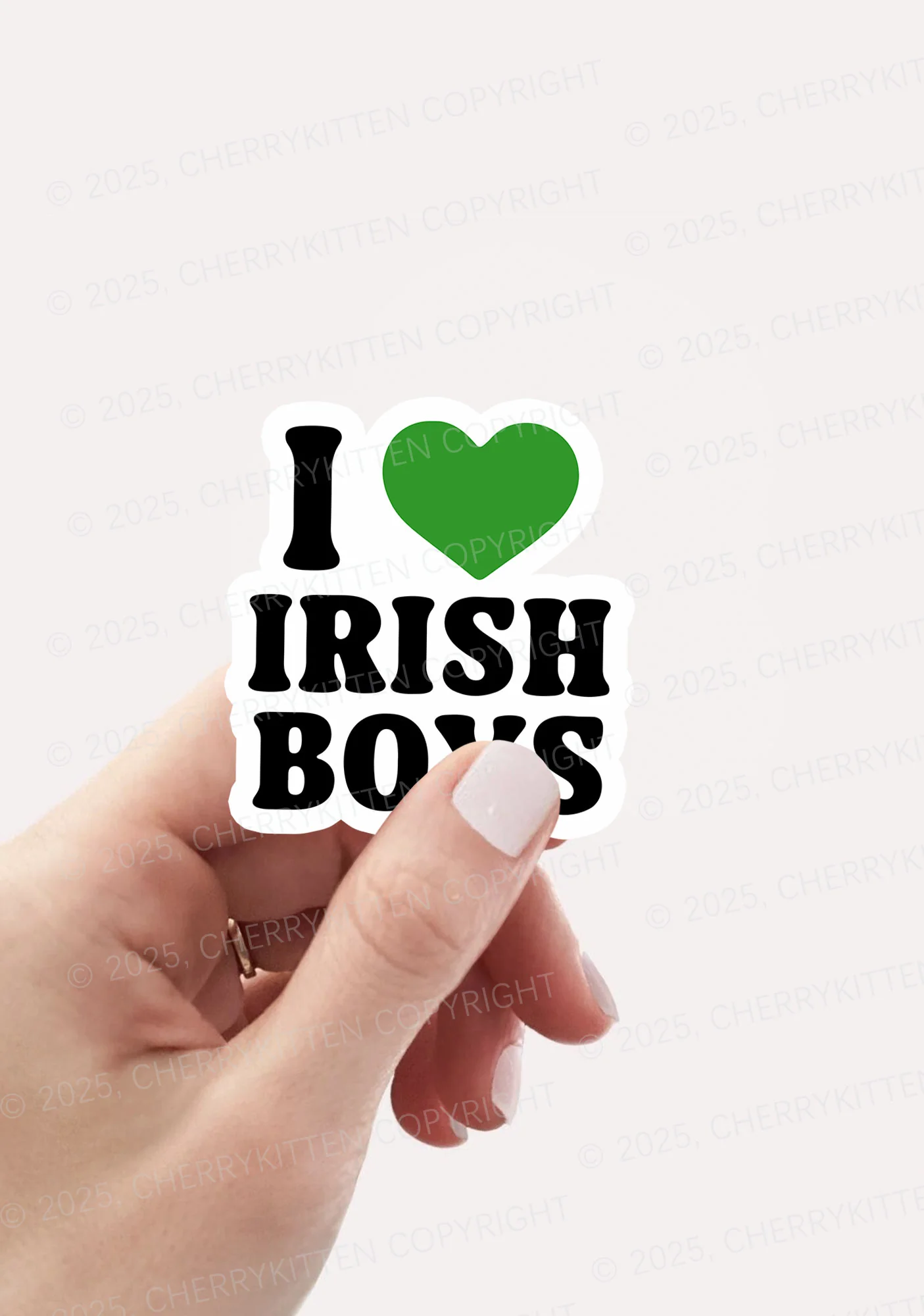 I Love Irish Boys St Patricks 1Pc Y2K Sticker Cherrykitten - Image 2