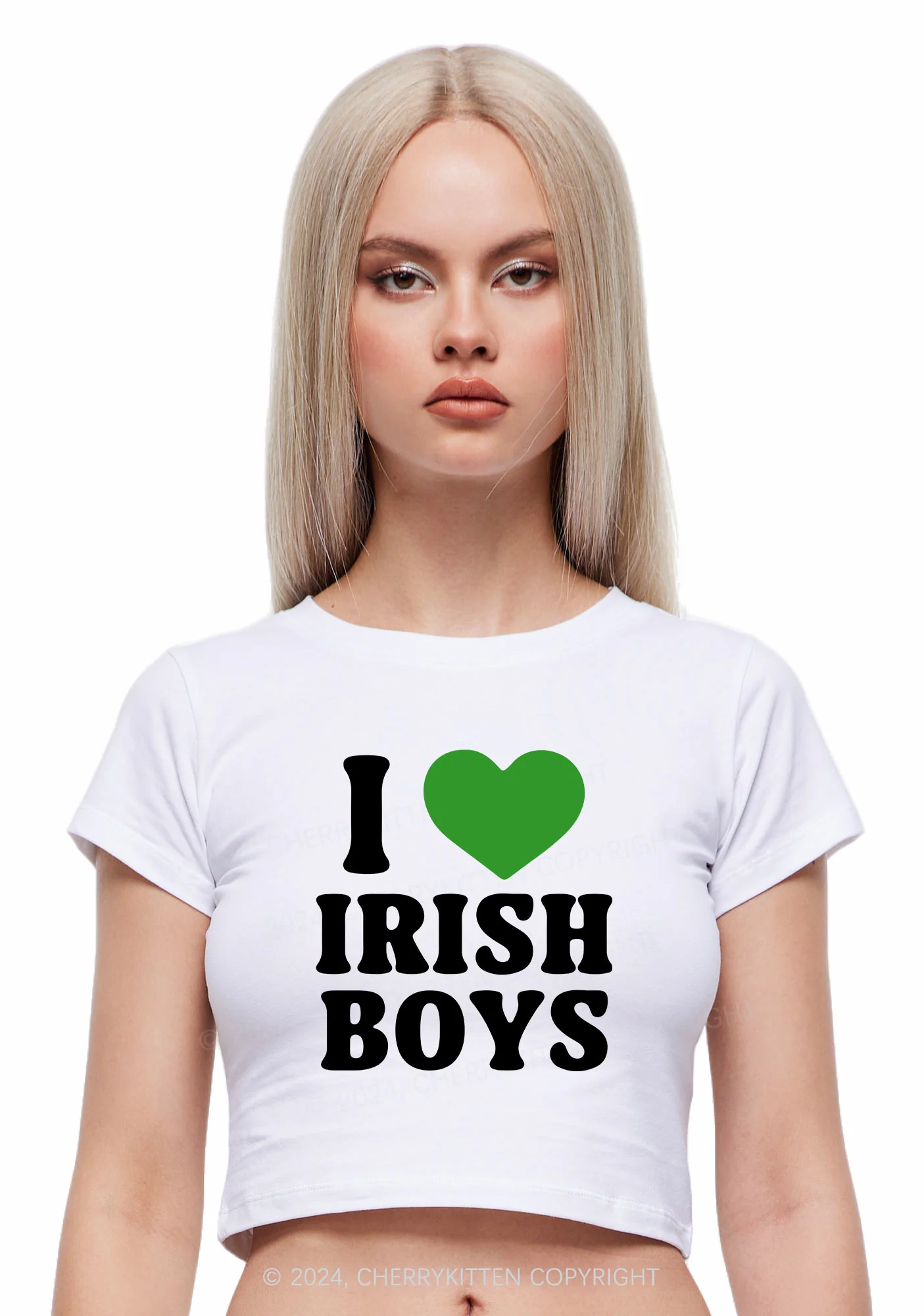 I Love Irish Boys St Patricks Y2K Baby Tee Cherrykitten - Image 2