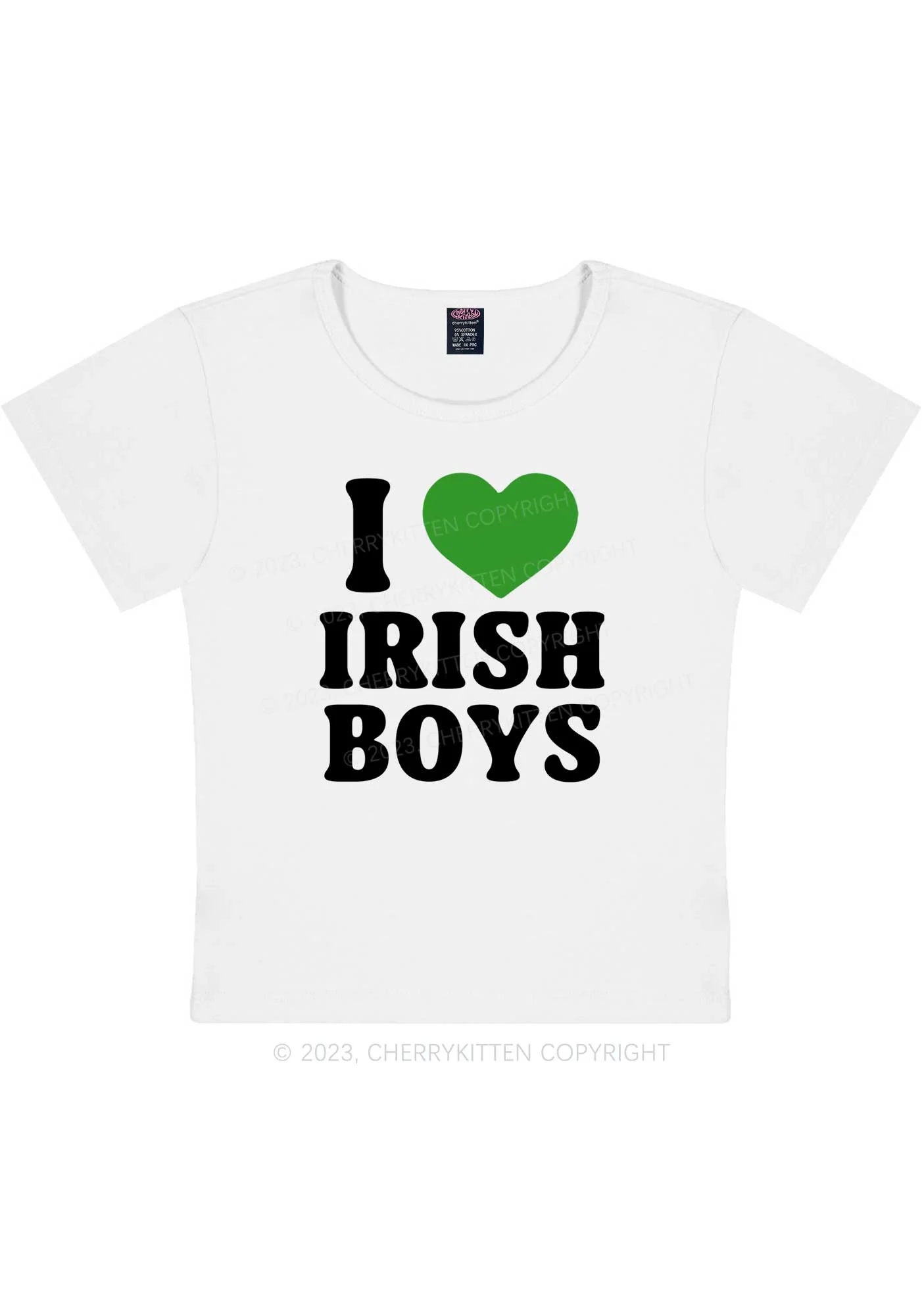I Love Irish Boys St Patricks Y2K Baby Tee Cherrykitten - Image 3