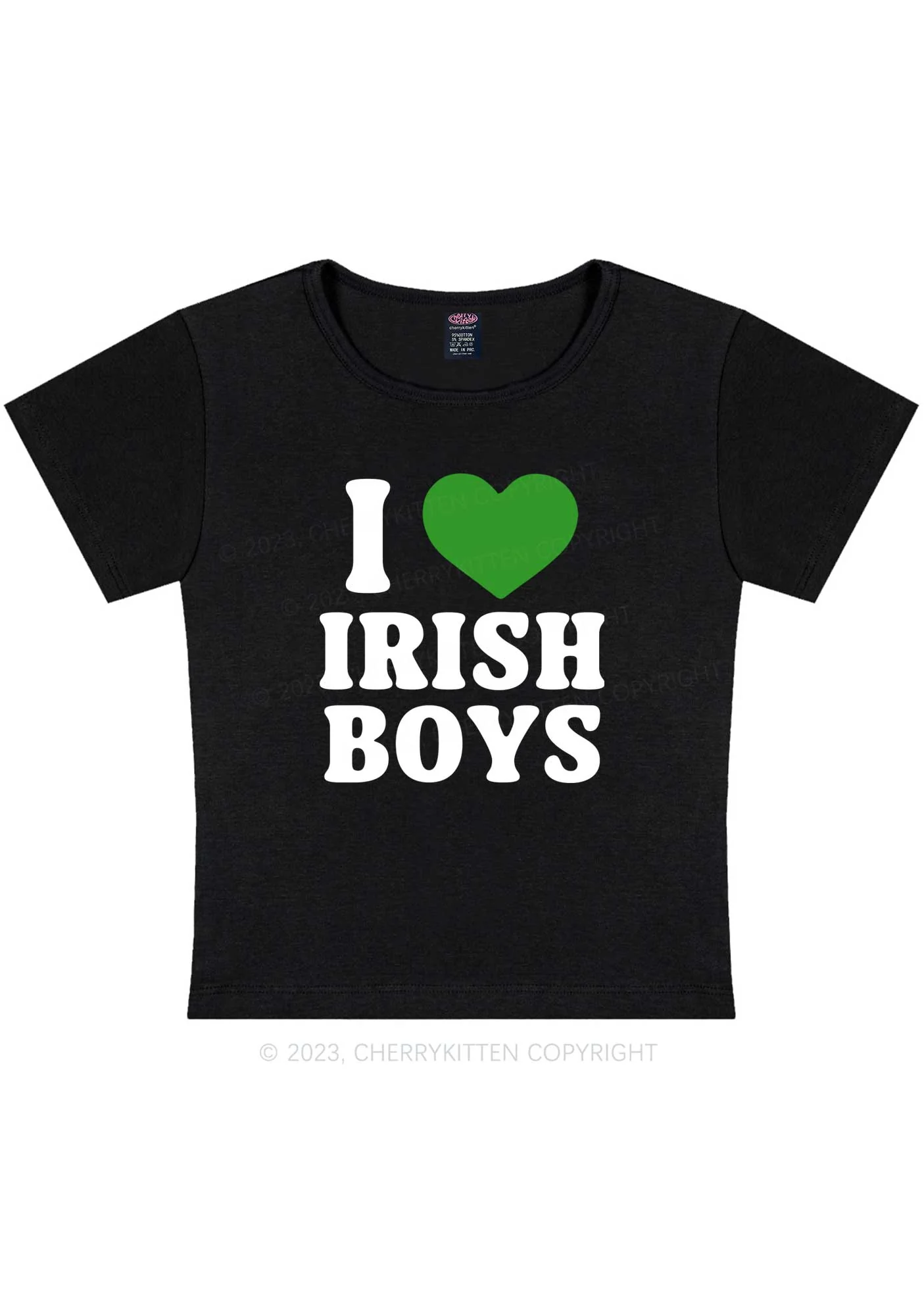 I Love Irish Boys St Patricks Y2K Baby Tee Cherrykitten - Image 4