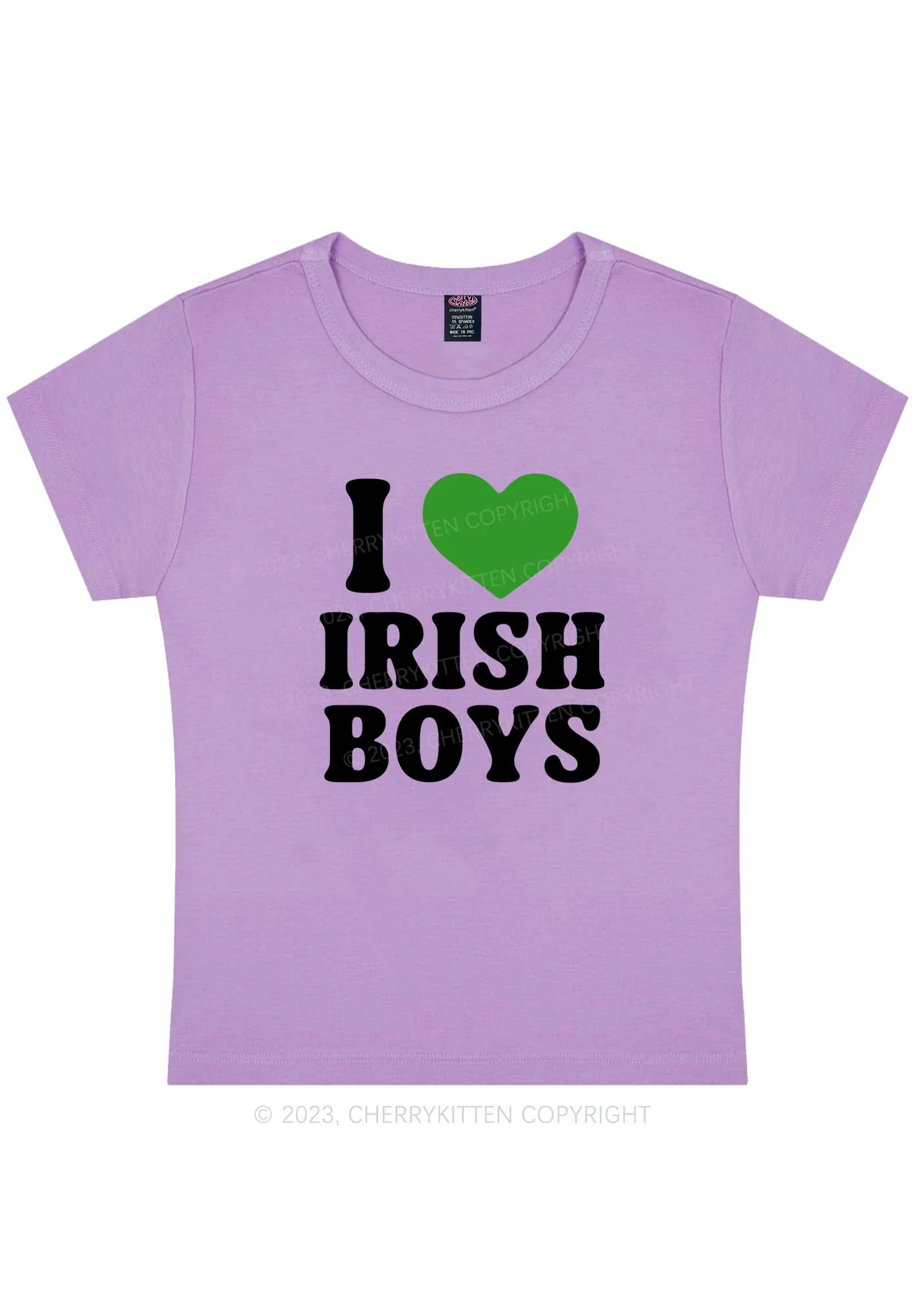 I Love Irish Boys St Patricks Y2K Baby Tee Cherrykitten - Image 6
