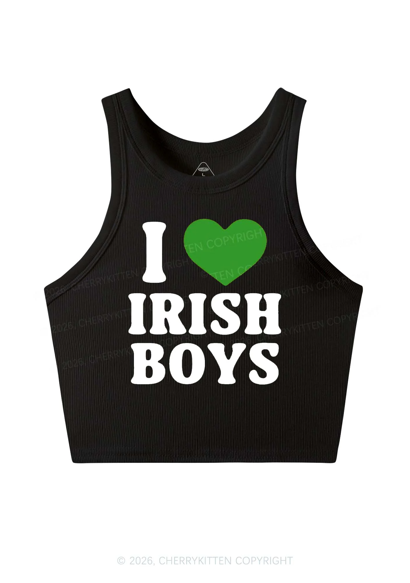 I Love Irish Boys St Patricks Y2K Crop Tank Top Cherrykitten - Image 3