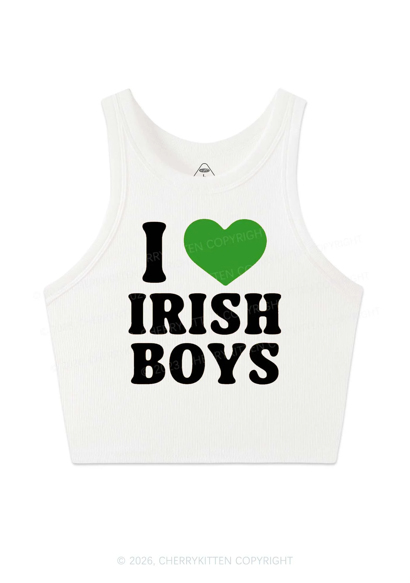 I Love Irish Boys St Patricks Y2K Crop Tank Top Cherrykitten - Image 4