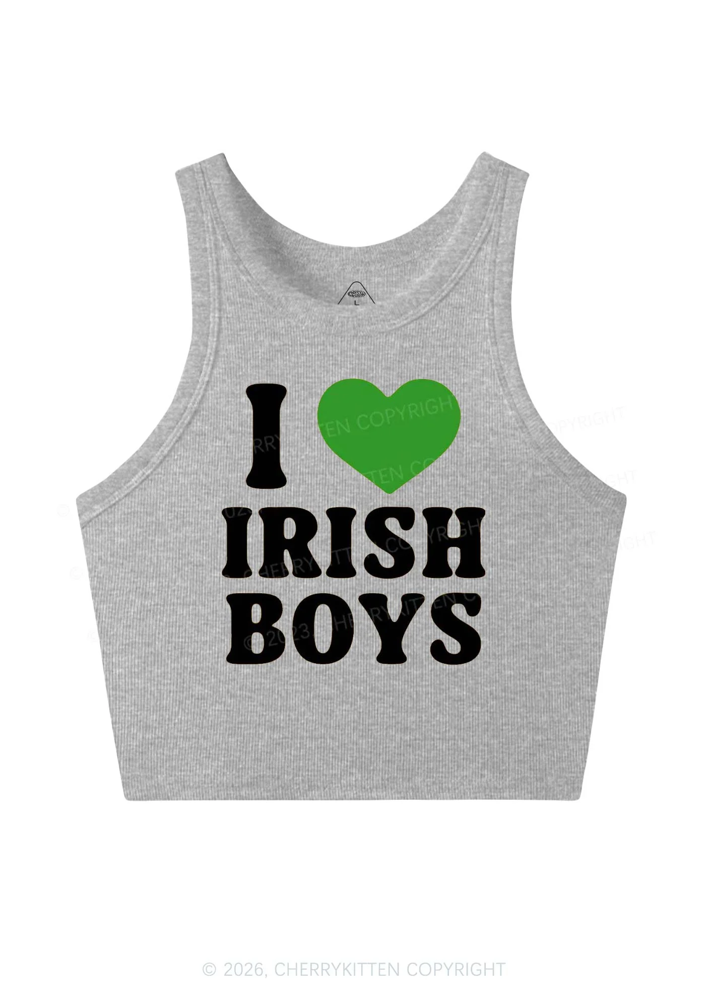 I Love Irish Boys St Patricks Y2K Crop Tank Top Cherrykitten - Image 5